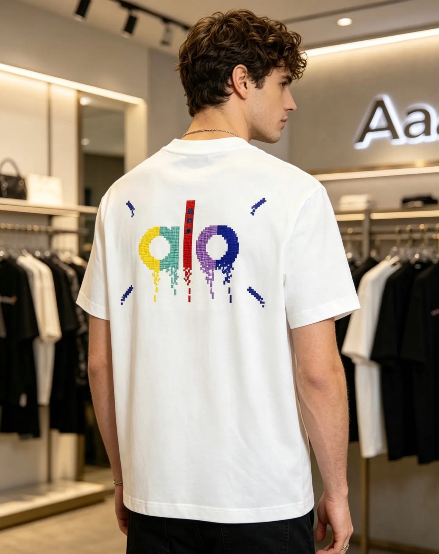 alo 2026 spring and summer New Arrival first counter New Arrival short-sleeved round neck T-shirt Premium customized design avant-garde and fashionable! Brand logo heavy craftsmanship design Premium customized cotton fabric. Soft to the touch. Comfortable to wear. Counter-level exquisite stitching. Fine workmanship. The upper body effect is incomparably handsome! A must-have for men and women Color: Black White Sizes: M to 3XL