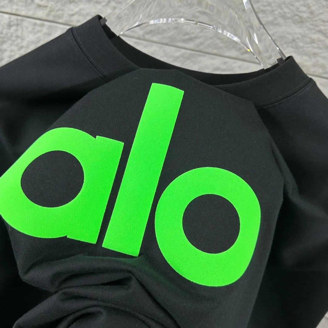 Alo*2026 Spring and Summer New Arrival Classic simple letter three-dimensional foaming process personalized logo custom double yarn plain cotton fabric short-sleeved T-shirt men and women Same Style Color: Black White Apricot Black Angora Red Size: S (90-130 pounds) M (120-150 pounds) L (140-165 pounds) XL (160-180 pounds) XXL (180 kilograms)