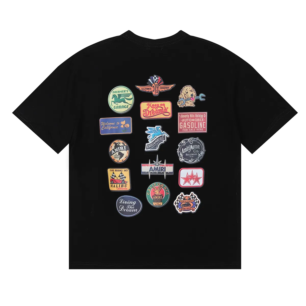 ， Amiri Station Patch T 60 ：Black，White； Size：S M L XL