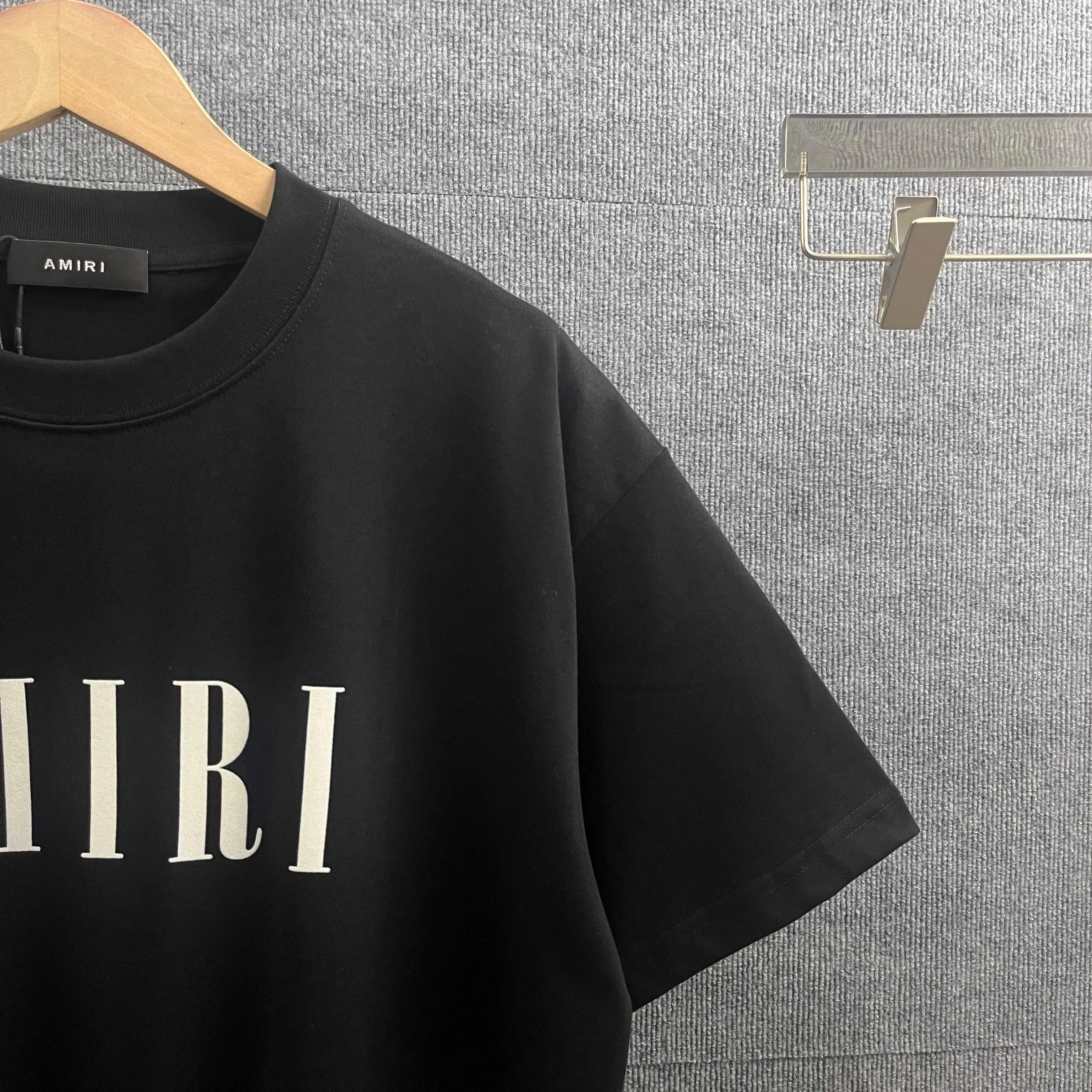 Ami*Emi*er 2026 early spring and summer New Arrival Classic letter flocking technology Double yarn custom plain cotton fabric Short-sleeved T-shirt Men and women Same Style Color: Black White Size: S (90-130 pounds) M (120-150 pounds) L (140-165 pounds) XL (160-180 pounds) XXL (180 pounds)