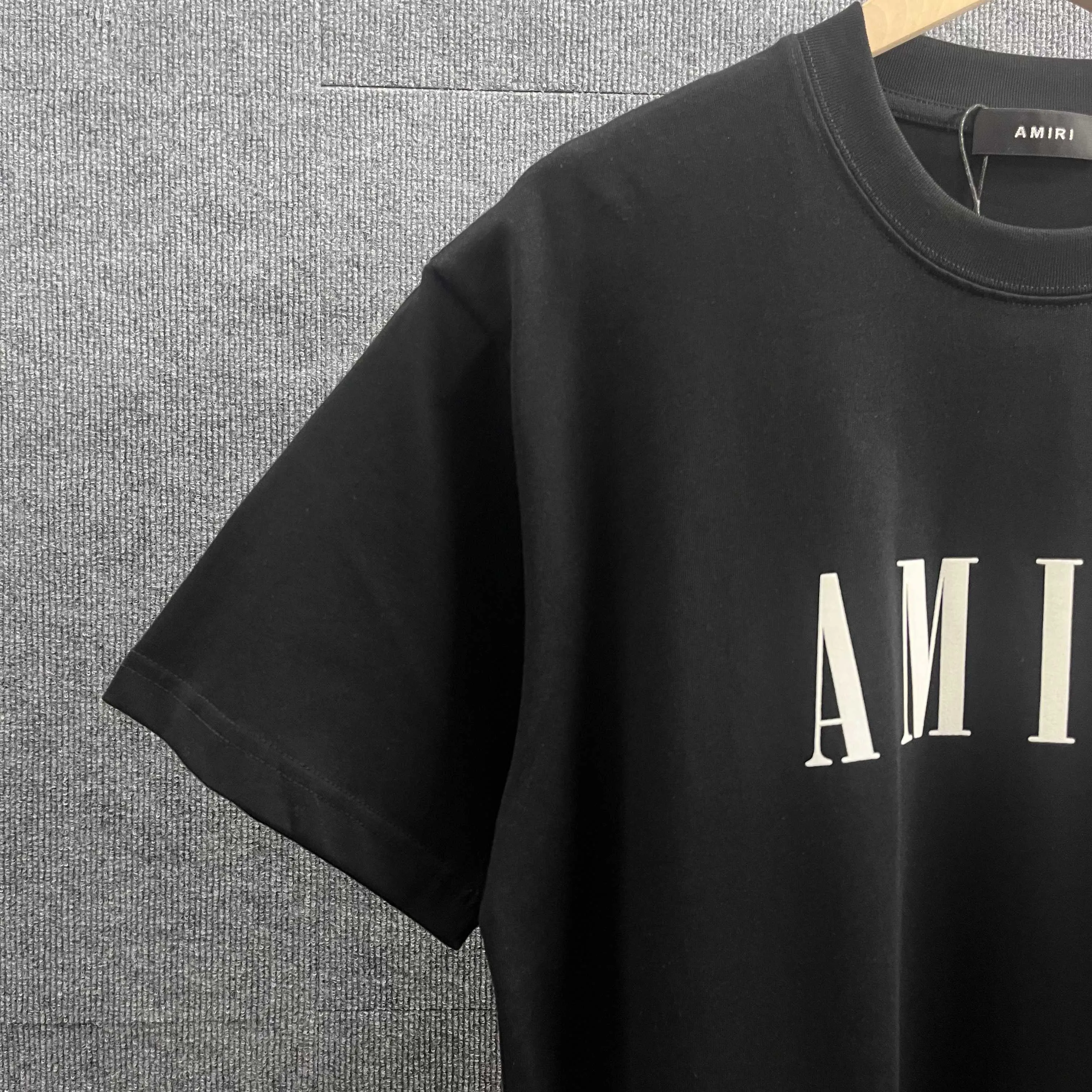 Ami*Emi*er 2026 early spring and summer New Arrival Classic letter flocking technology Double yarn custom plain cotton fabric Short-sleeved T-shirt Men and women Same Style Color: Black White Size: S (90-130 pounds) M (120-150 pounds) L (140-165 pounds) XL (160-180 pounds) XXL (180 pounds)