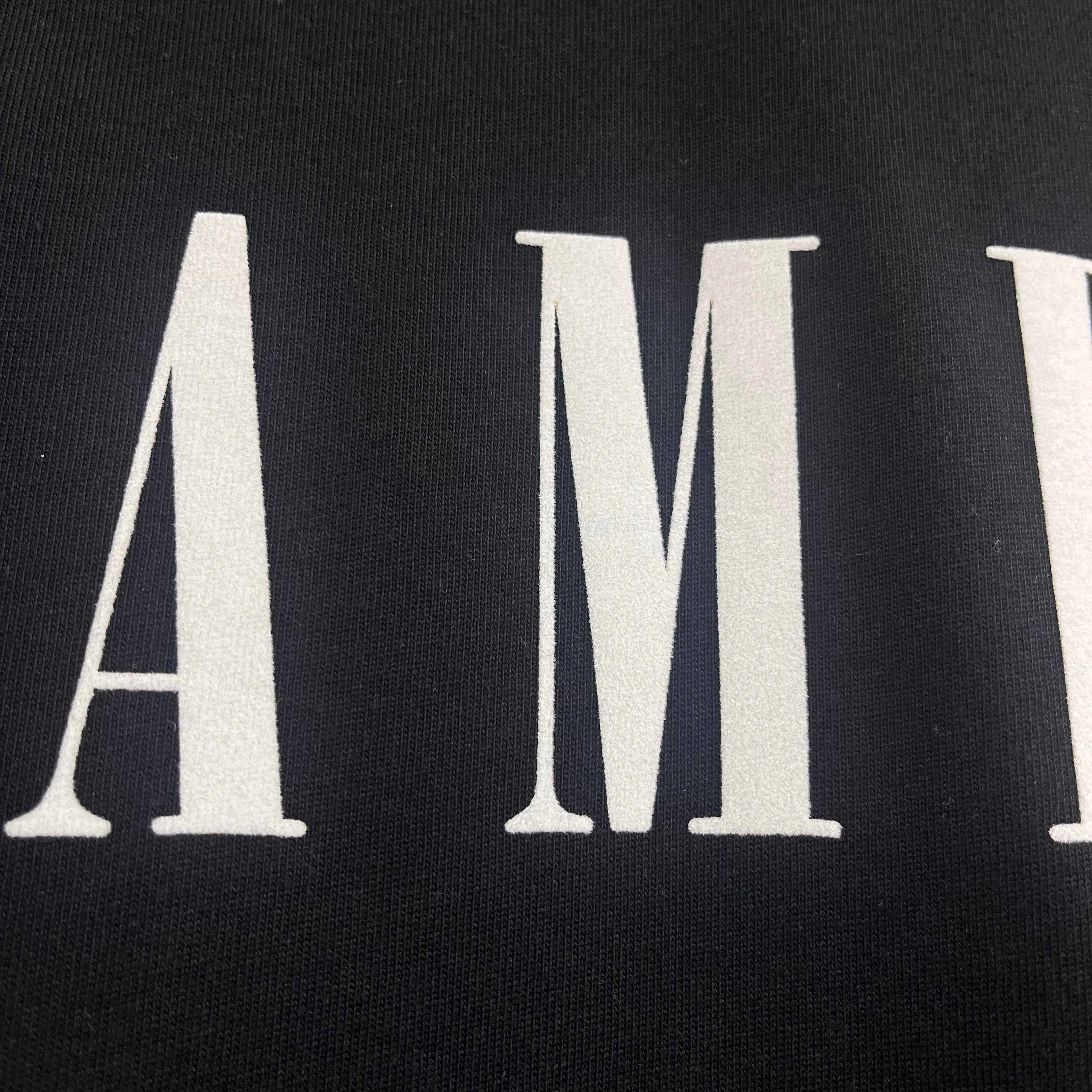 Ami*Emi*er 2026 early spring and summer New Arrival Classic letter flocking technology Double yarn custom plain cotton fabric Short-sleeved T-shirt Men and women Same Style Color: Black White Size: S (90-130 pounds) M (120-150 pounds) L (140-165 pounds) XL (160-180 pounds) XXL (180 pounds)