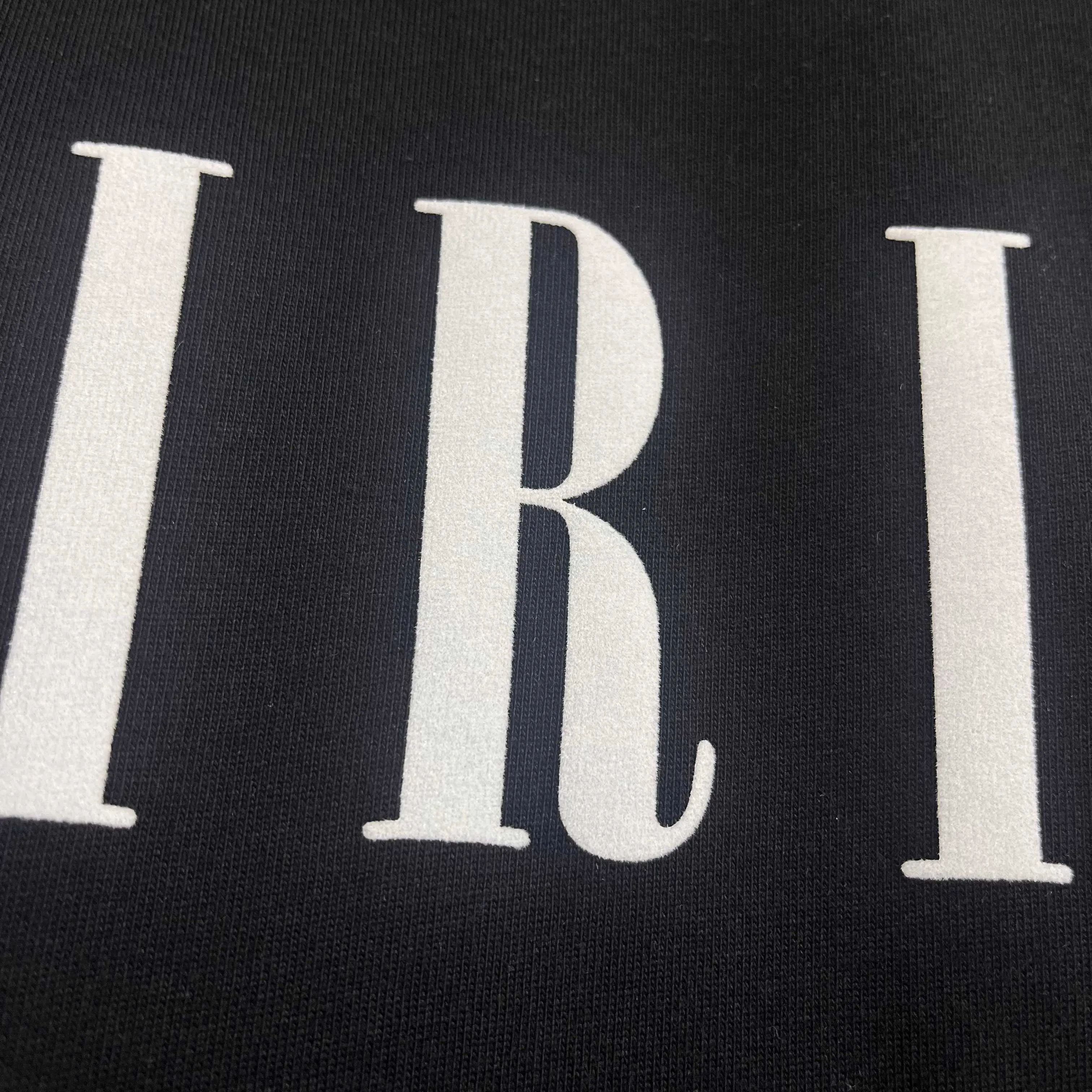 Ami*Emi*er 2026 early spring and summer New Arrival Classic letter flocking technology Double yarn custom plain cotton fabric Short-sleeved T-shirt Men and women Same Style Color: Black White Size: S (90-130 pounds) M (120-150 pounds) L (140-165 pounds) XL (160-180 pounds) XXL (180 pounds)