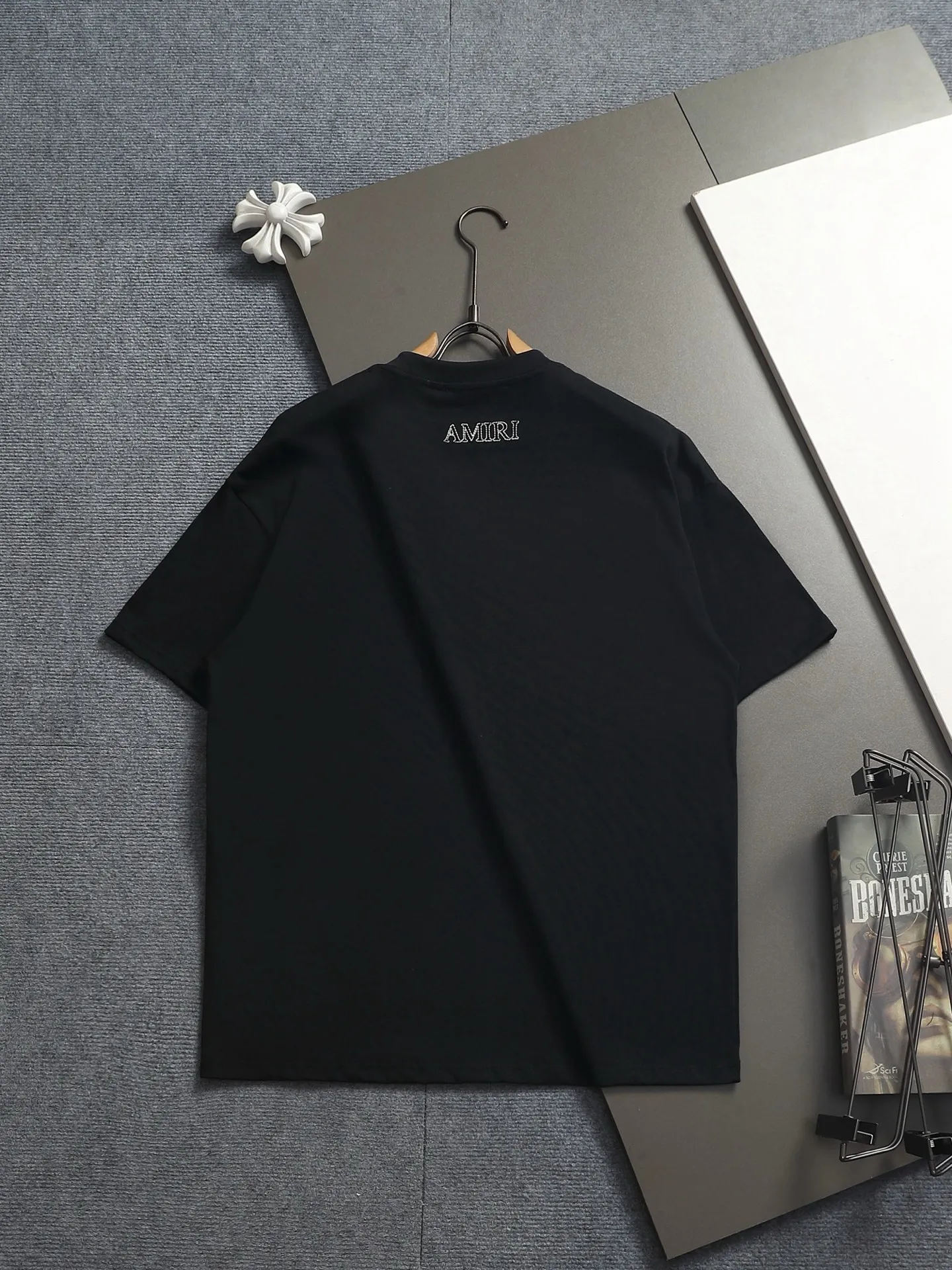 AMIRI g Logo ， Retro Same Style T Versatile : Black Gray Size：XS S M L