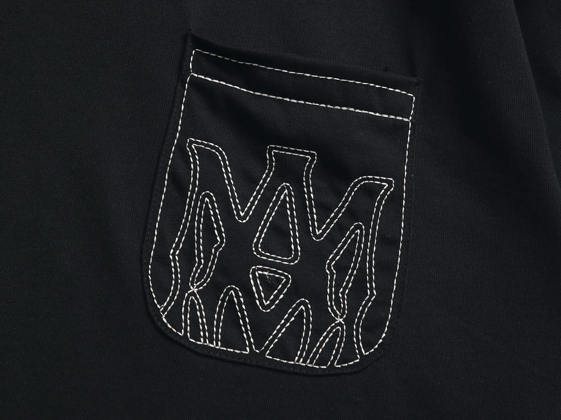 AMIRI g Logo ， Retro Same Style T Versatile : Black Gray Size：XS S M L