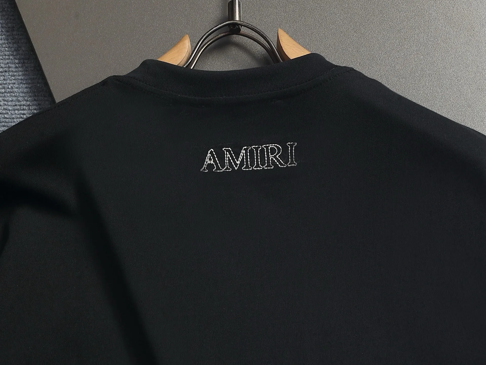 AMIRI g Logo ， Retro Same Style T Versatile : Black Gray Size：XS S M L