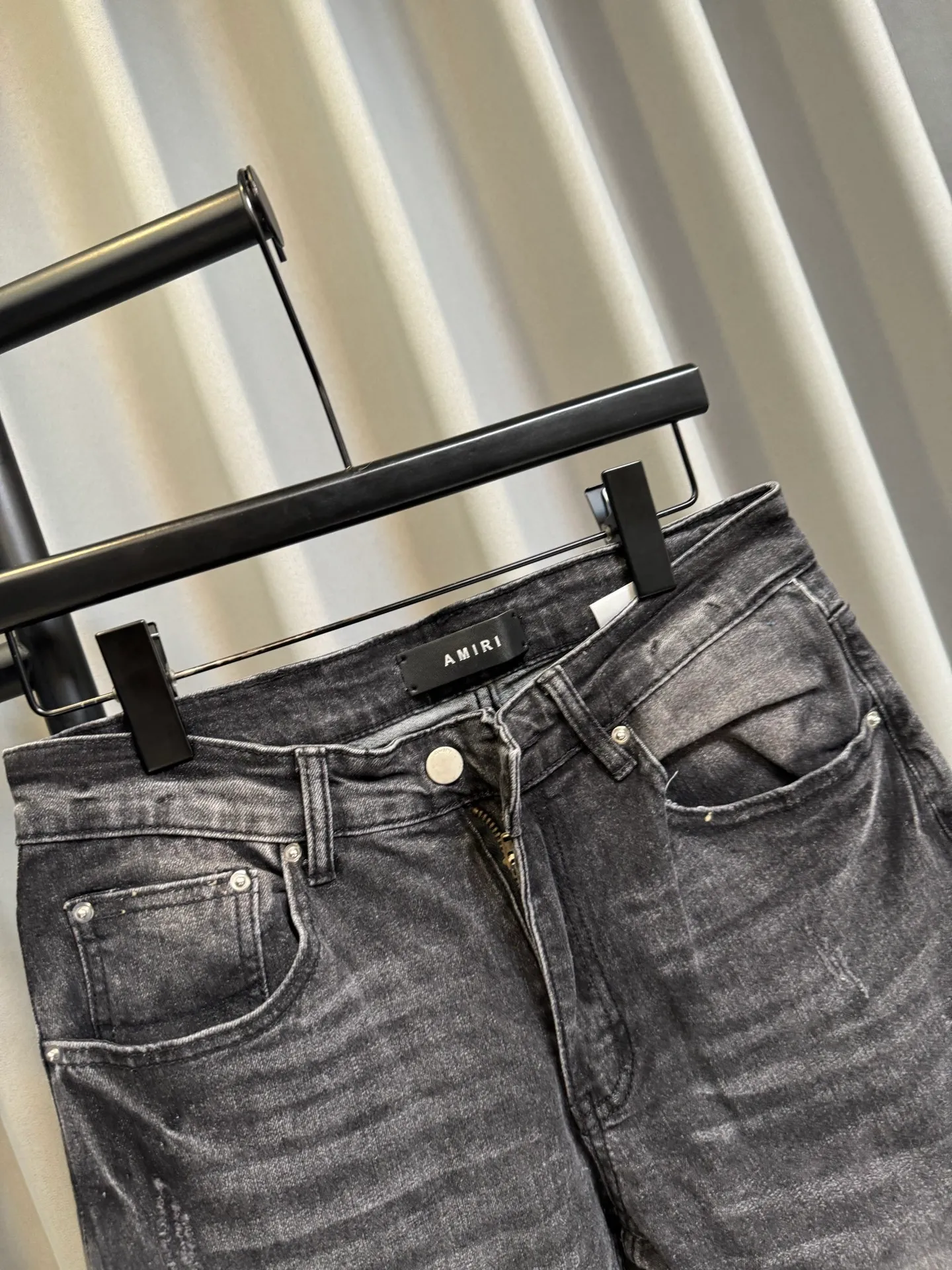 [High version] Amiri MX 1 26Ss Letter rivet slim fit washed jeans (picture color) Size: 28 30 32 34 (s-xl)
