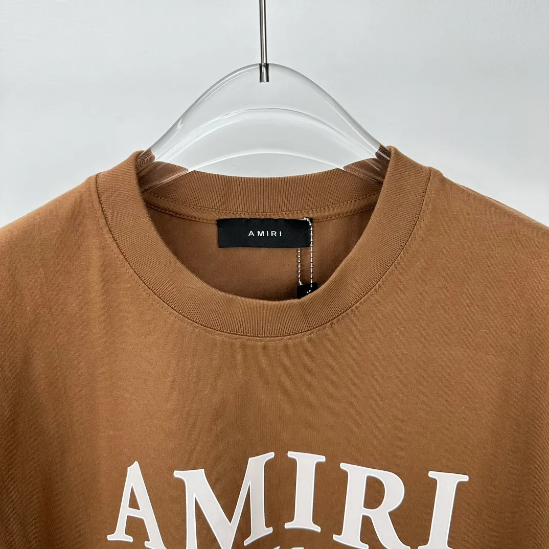 AMIRI 2024New Arrival logo T Same Style Quality😘😘 ➕ Versatile T 👍 ：Black、Brown、White Size：S-2XL