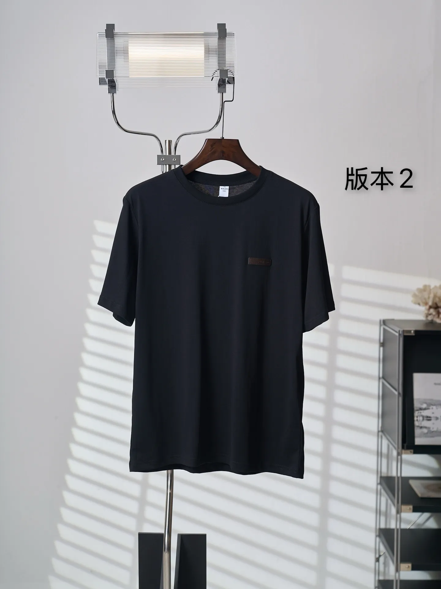 [Real auction] Berluti/Berluti Logo leather logo cotton round neck short-sleeved T-shirt (version 2) [In Stock] S M L