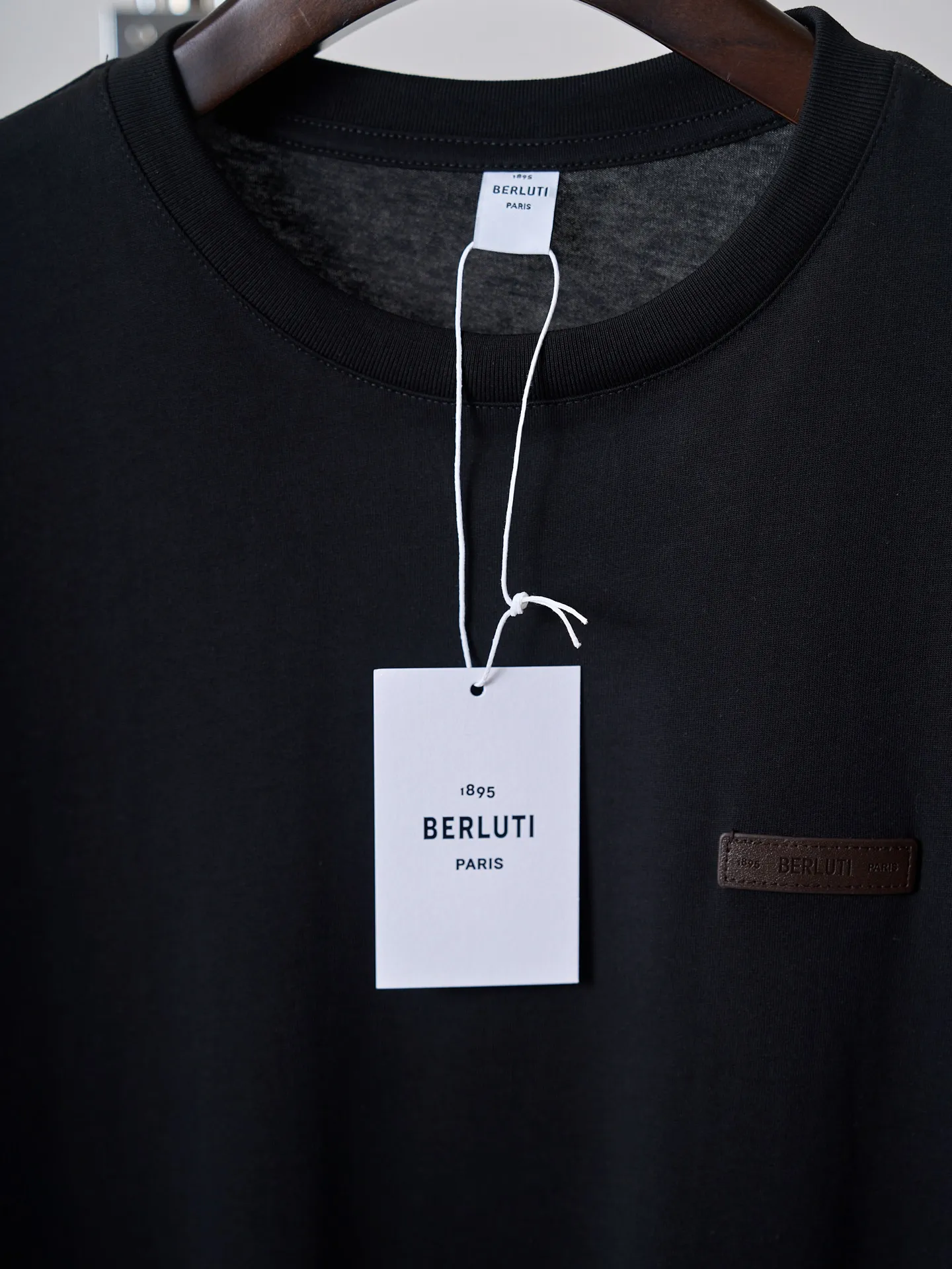 [Real auction] Berluti/Berluti Logo leather logo cotton round neck short-sleeved T-shirt (version 2) [In Stock] S M L