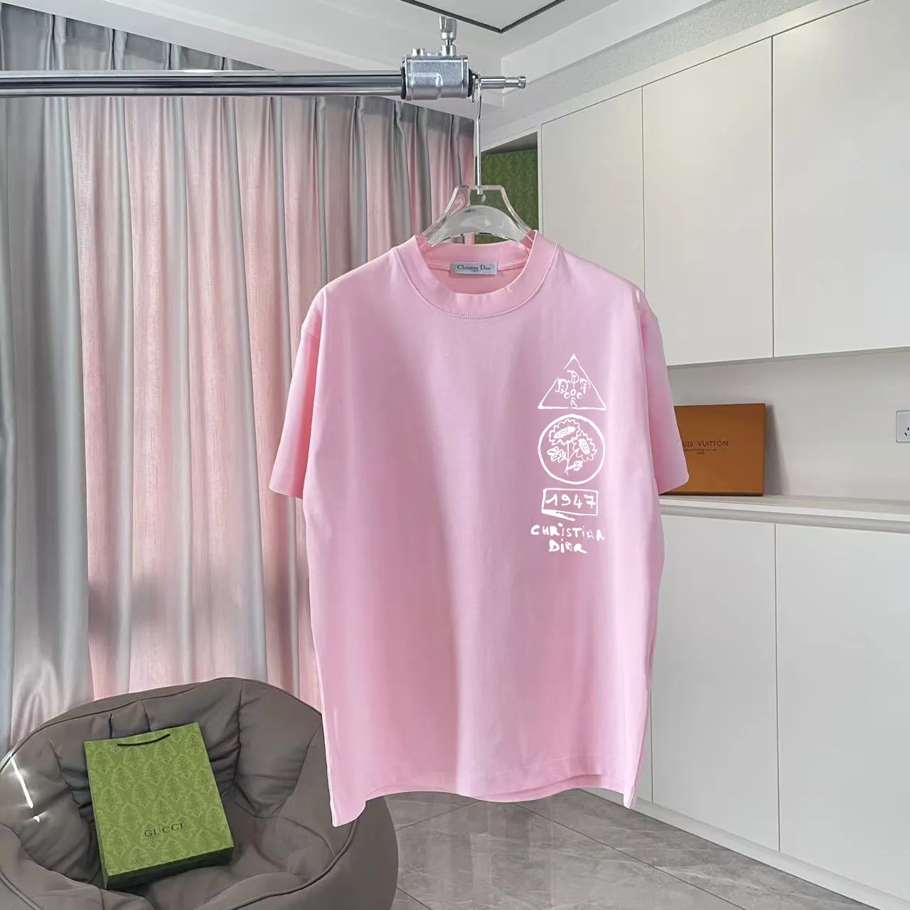 Dio* 2025 New Arrival logo T g Same Style ：Black White Pink Gray Size: S M L XL XXL ​
