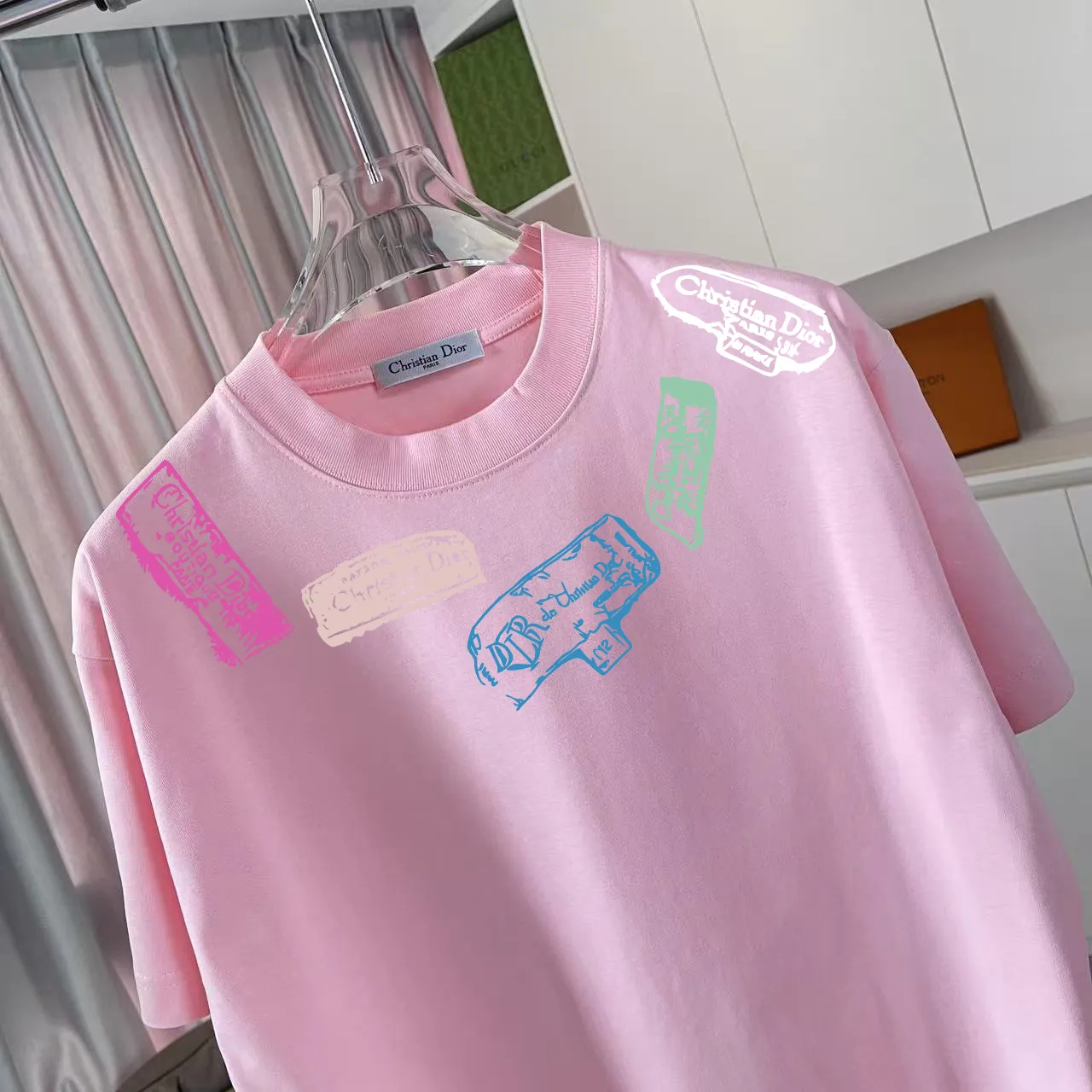 Dio* 2025 New Arrival logo T g Same Style ：Black White Pink Gray Size: S M L XL XXL ​