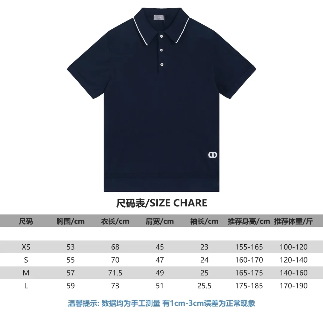 CD/2024ss Polo Dark Blue Classic CD Icon 。 、 ， White 。 Dior Essentials ， Classic 。 Same Style Sizes：XS-L