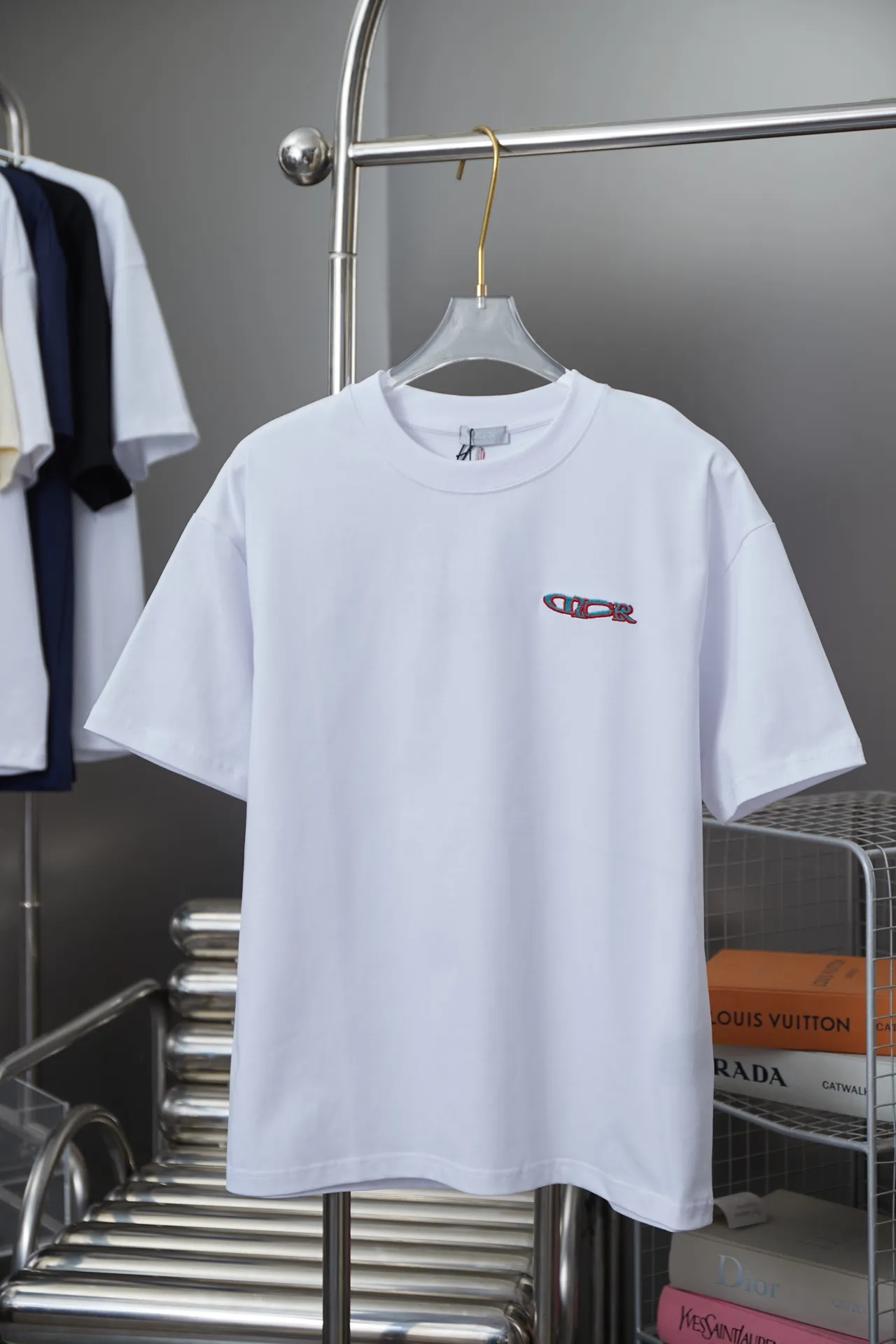 Christian Dior CD 25SS New Arrival Series logo 100% 32 1X 1 ， ：White/Royal Blue Size：S/M/L/XL