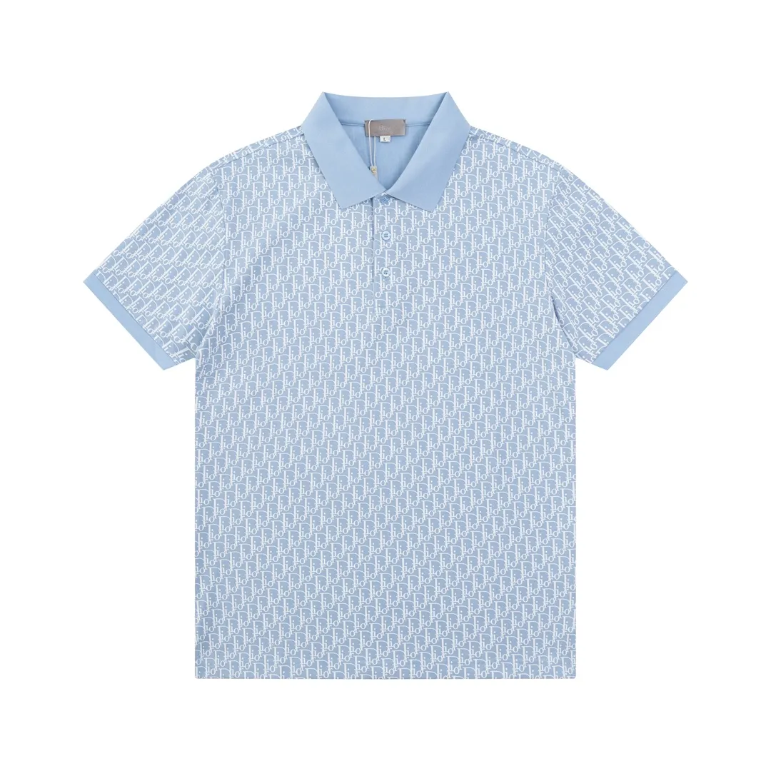 Dior Classic CD Logo ， Retro Same Style Polo Versatile : Blue Size：M-3XL
