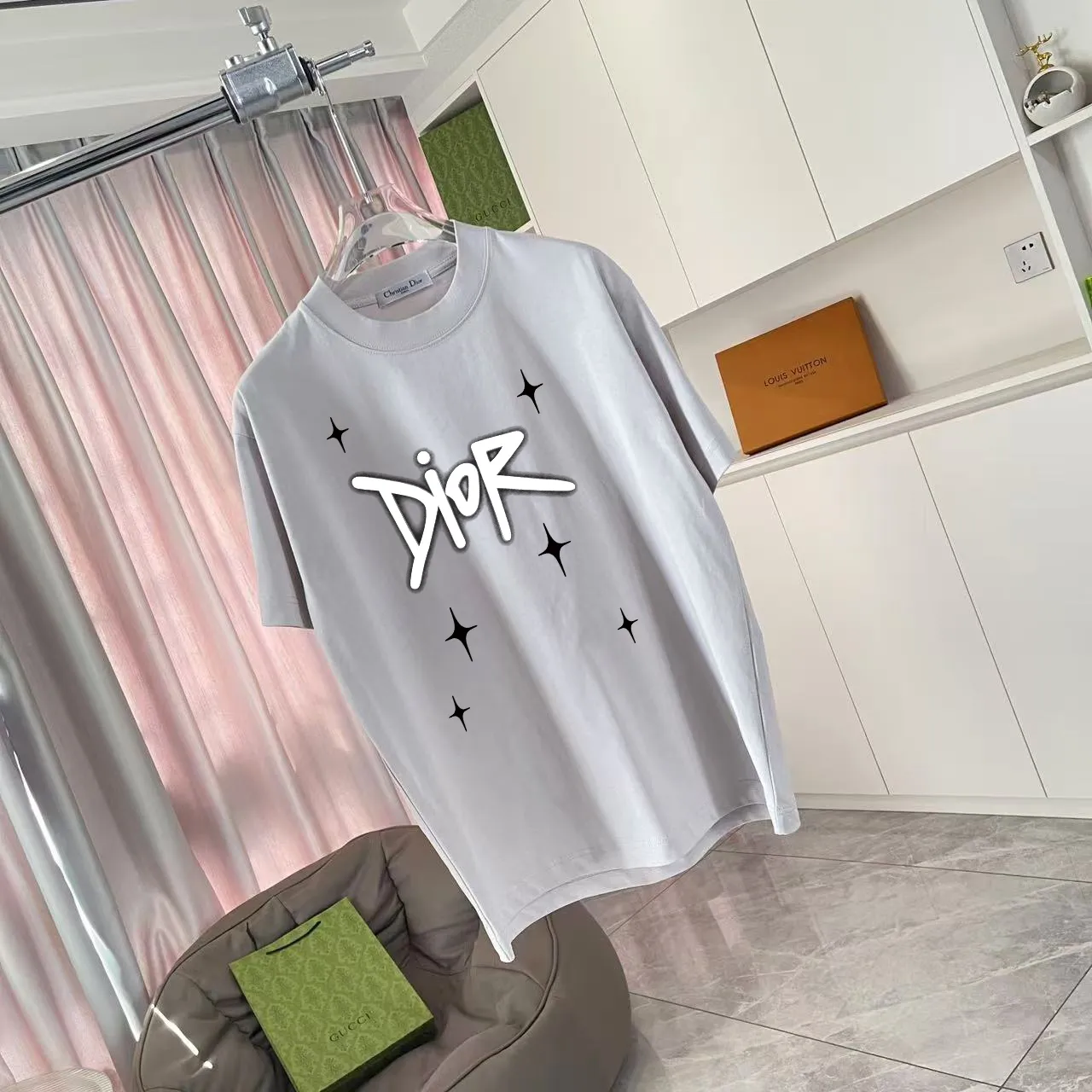 Dio*2025 New Arrival logo T g Same Style ：Black White Green Gray Size: S M L XL XXL