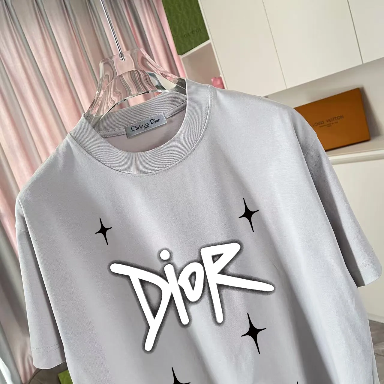 Dio*2025 New Arrival logo T g Same Style ：Black White Green Gray Size: S M L XL XXL