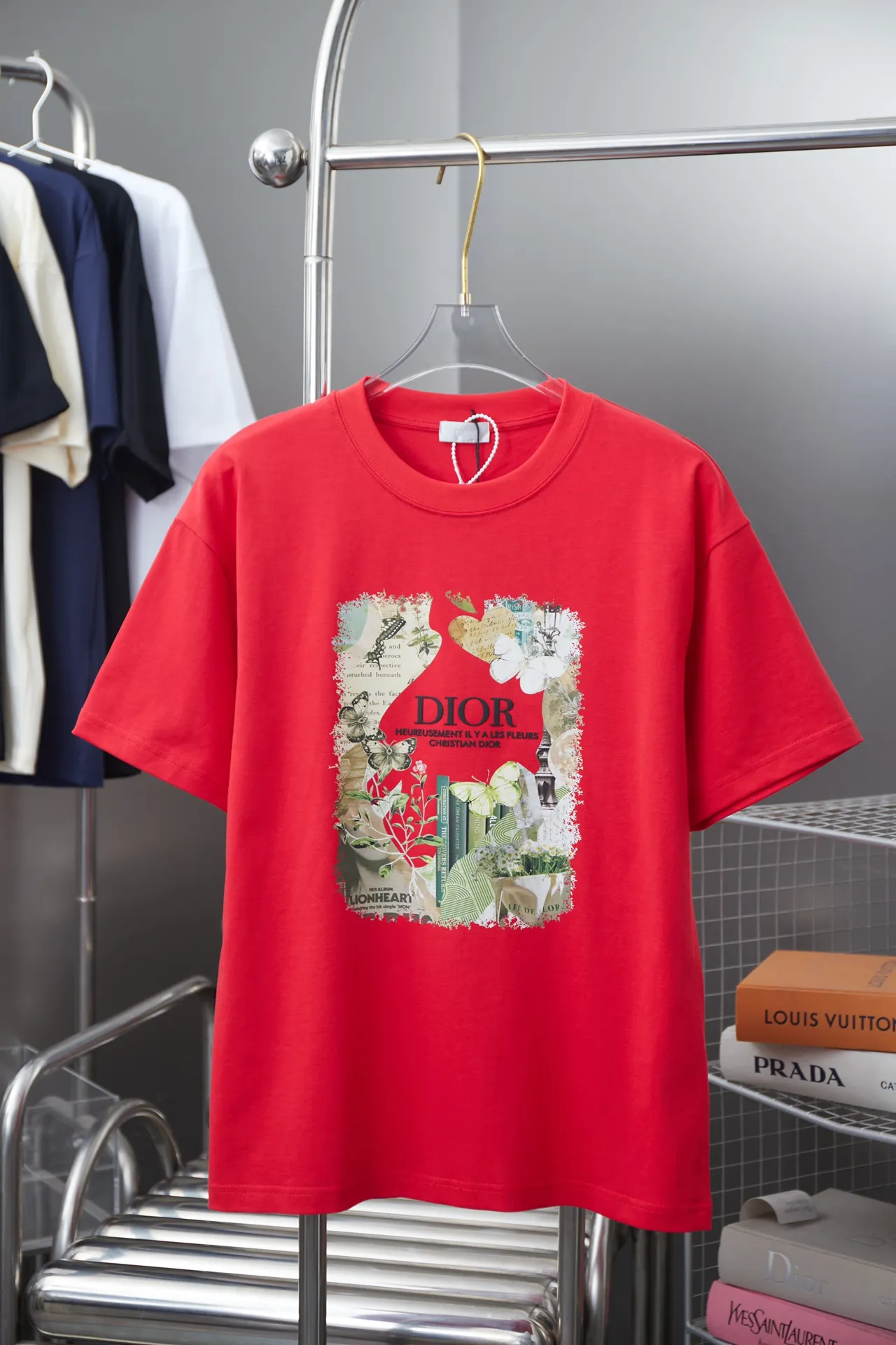 Christian D*or CD 25SS New Arrival logo 100% 32 1X 1 ：Black/White/Red Size：S/M/L/XL