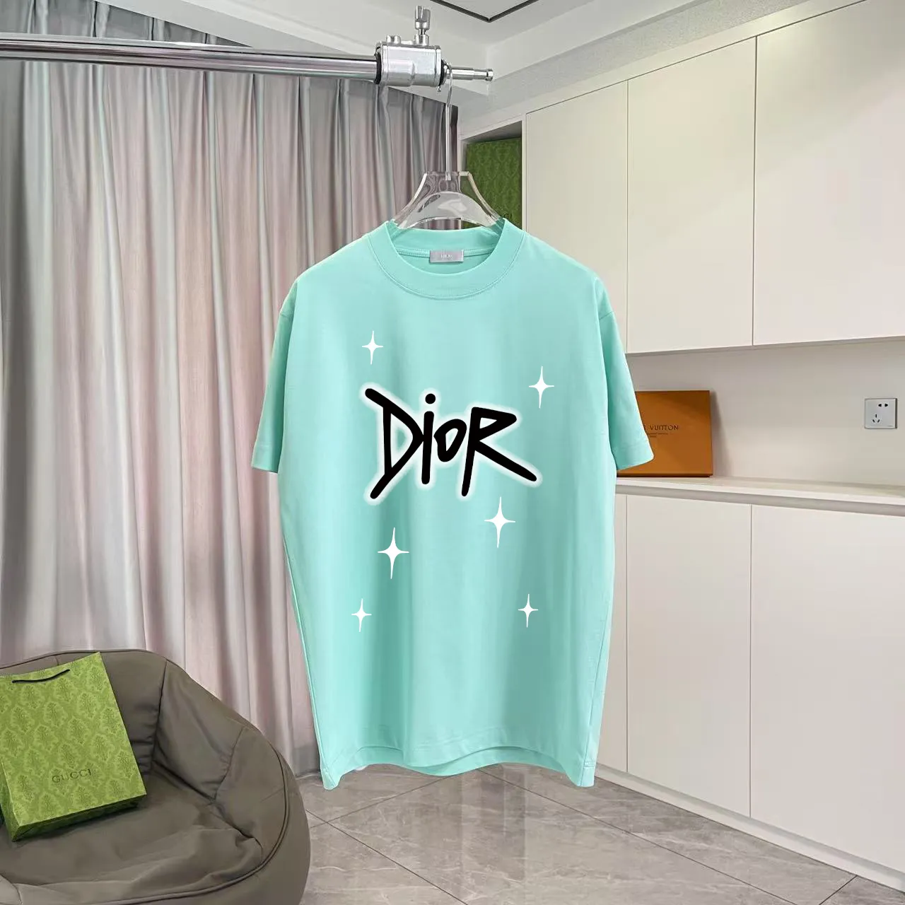 Dio*2025 New Arrival logo T g Same Style ：Black White Green Gray Size: S M L XL XXL