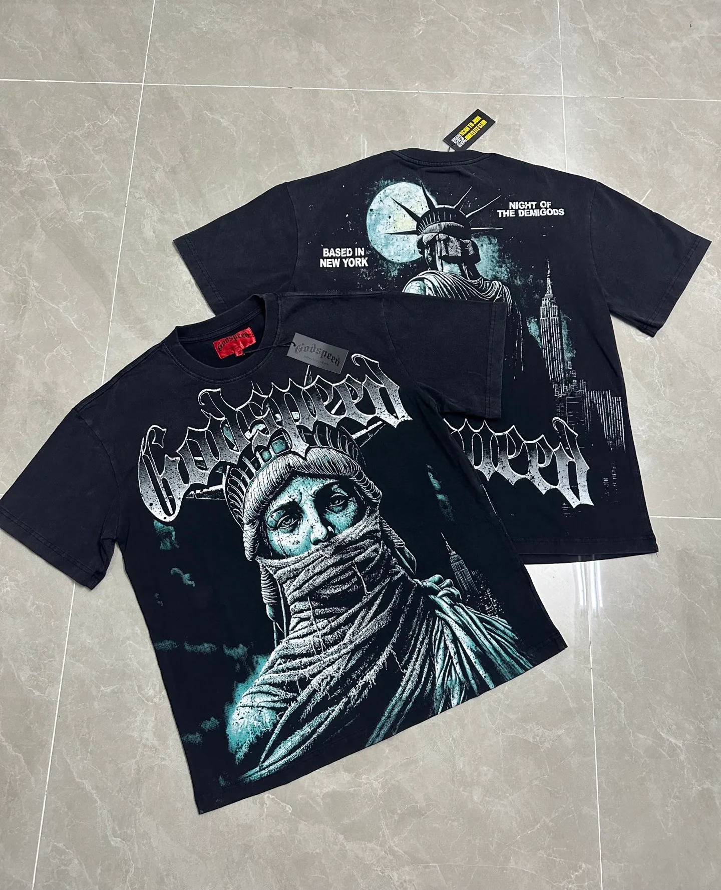 6156# Black ｜ In Stock （new） Godspeed Retro T（ ） （fabric）：32 Sizes（size）：S-M-L-XL （colour）： Black 👉