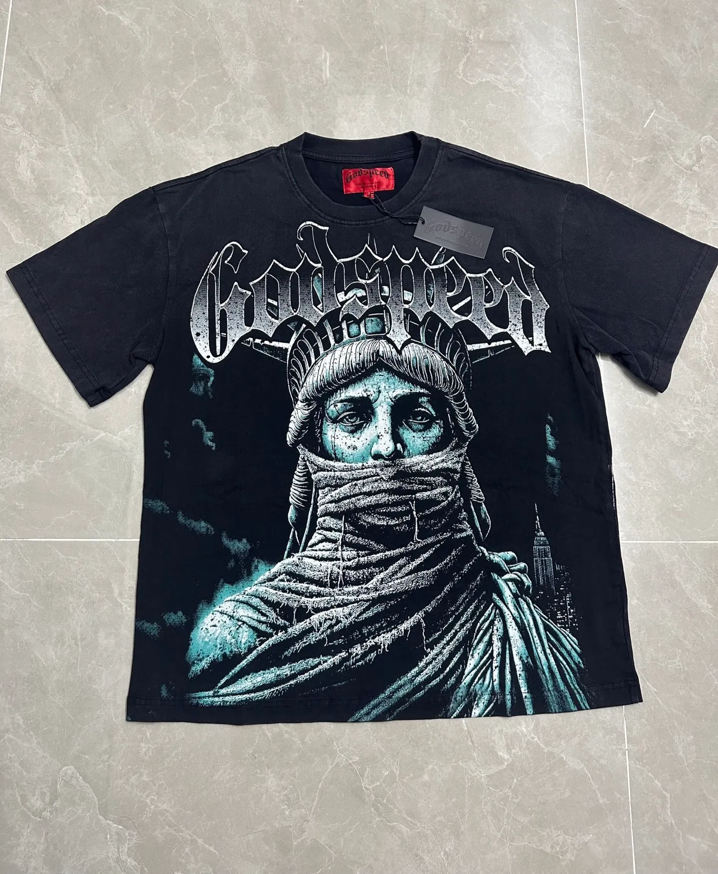 6156# Black ｜ In Stock （new） Godspeed Retro T（ ） （fabric）：32 Sizes（size）：S-M-L-XL （colour）： Black 👉
