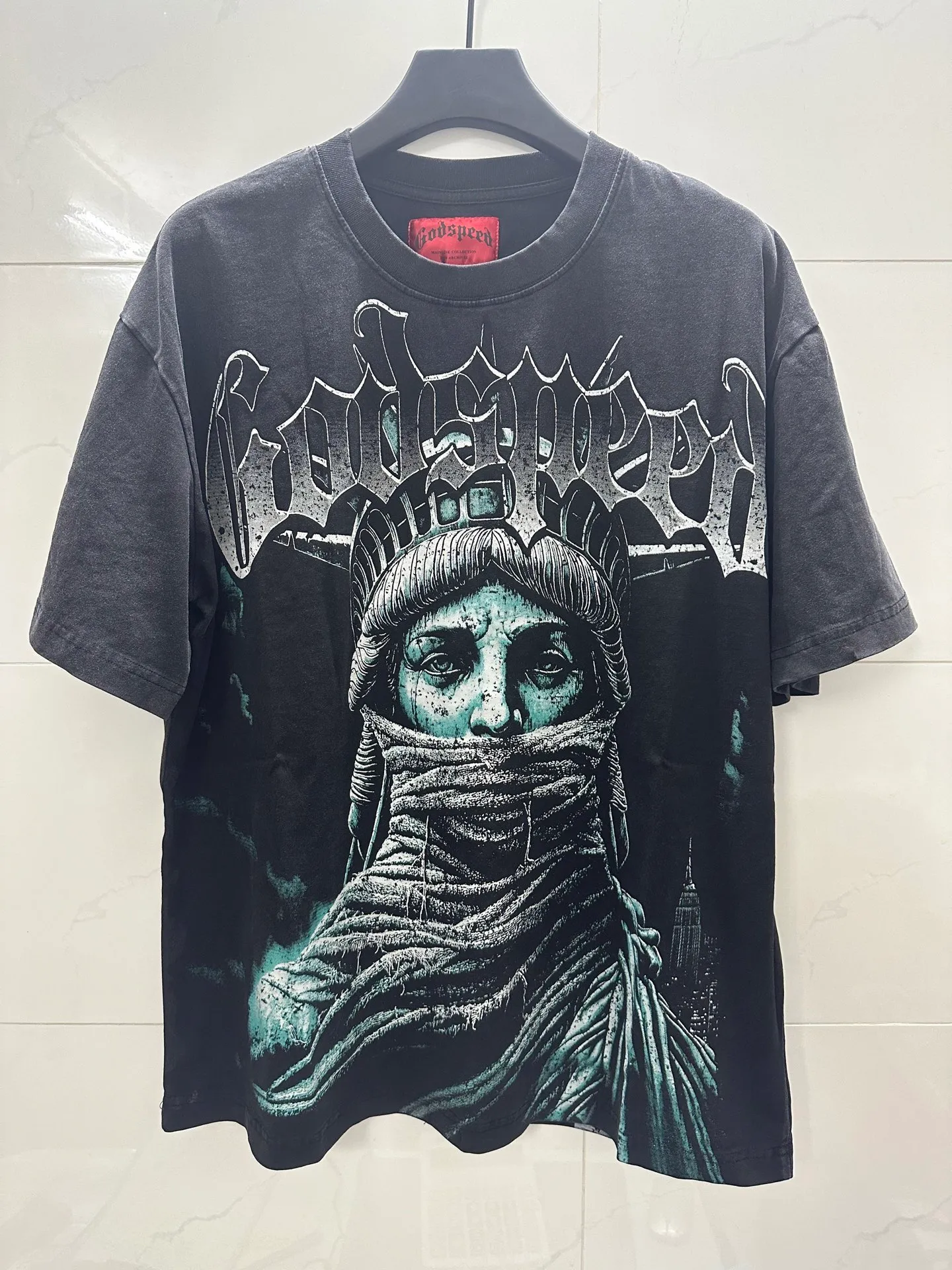 6156# Black ｜ In Stock （new） Godspeed Retro T（ ） （fabric）：32 Sizes（size）：S-M-L-XL （colour）： Black 👉