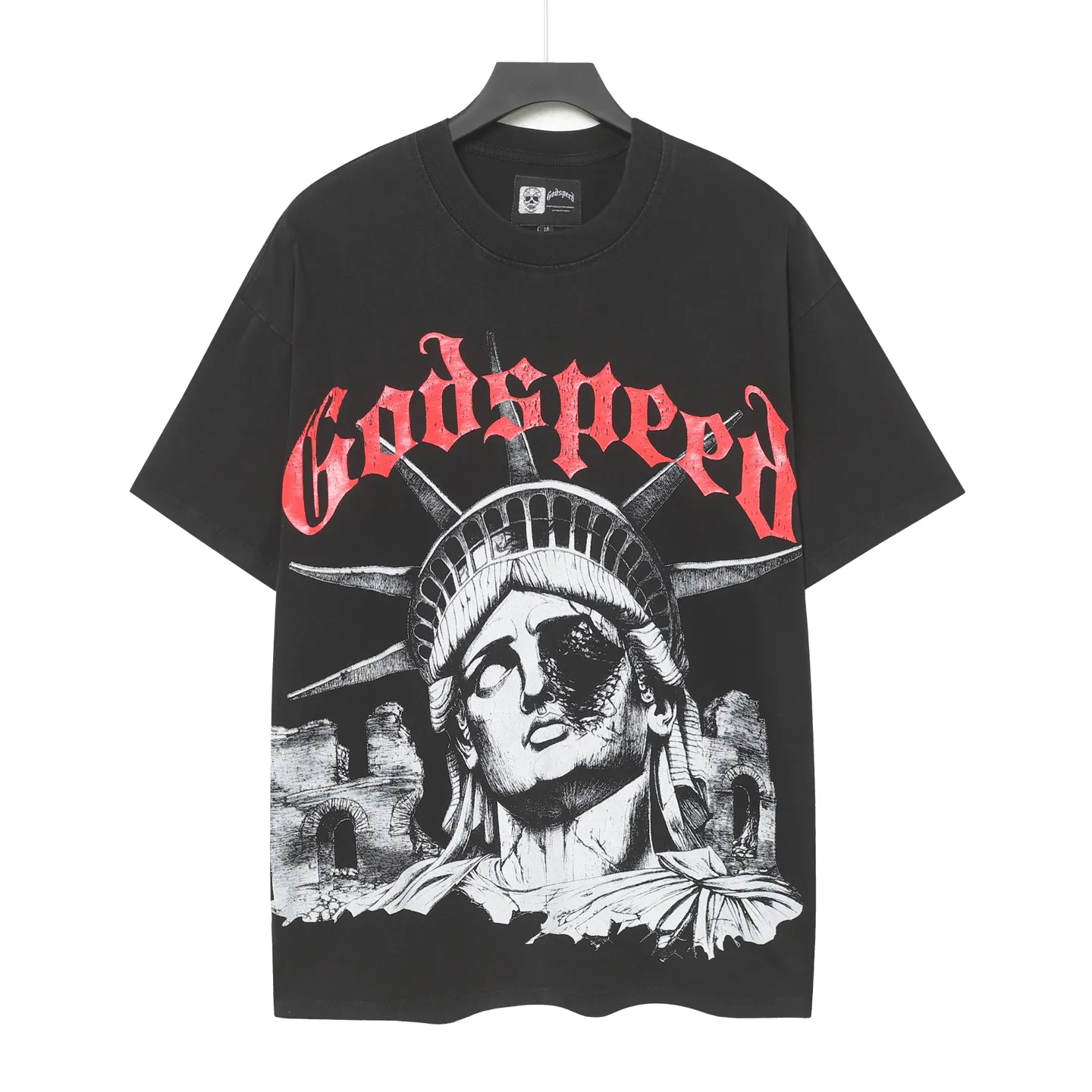 6086# Black｜ Godspeed Retro T（ ） （fabric）：32 Sizes（size）：S-M-L-XL （colour）： Black 👉 👉