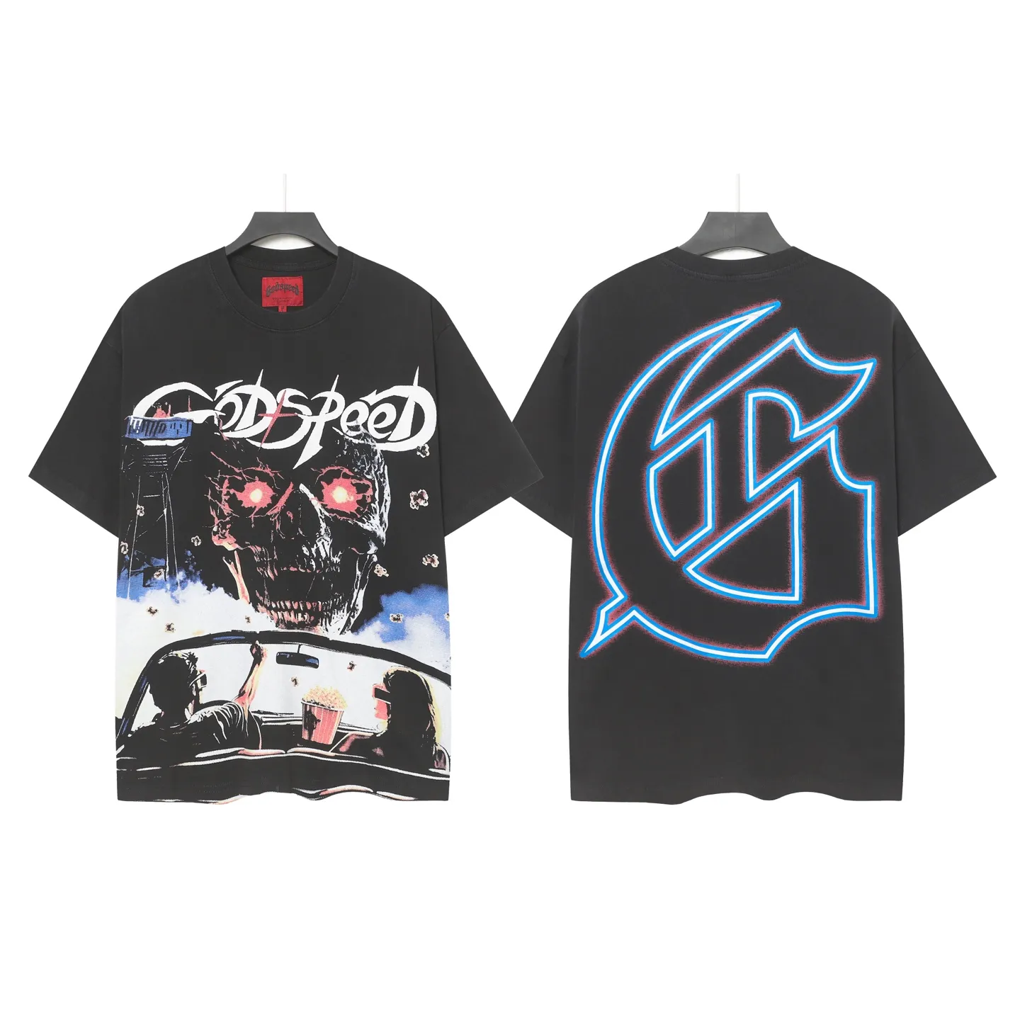 6091# I Godspeed Retro T（ ） （fabric）：32 Sizes（size）：S-M-L-XL （colour）： Black 👉 👉