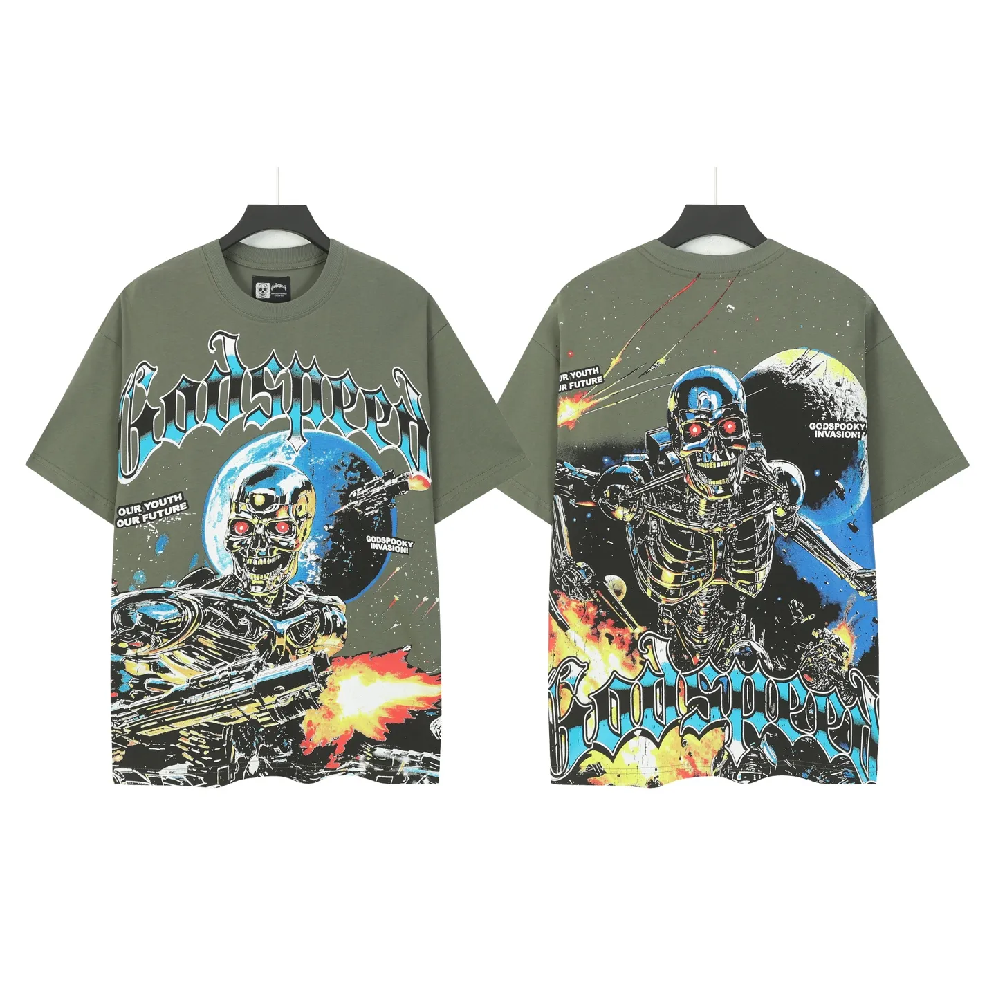 5101# Green｜ Godspeed Retro T（ ） （fabric）32 Sizes（size）：S-M-L-XL （colour）： Green 👉