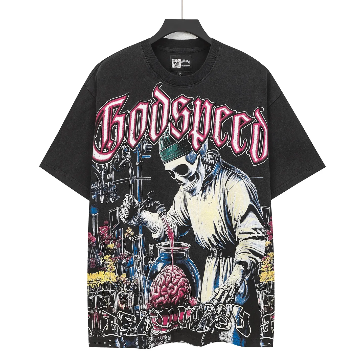 6115# Retro Black I Godspeed Retro T（ ） （fabric）：32 Sizes（size）：S-M-L-XL （colour）： Black