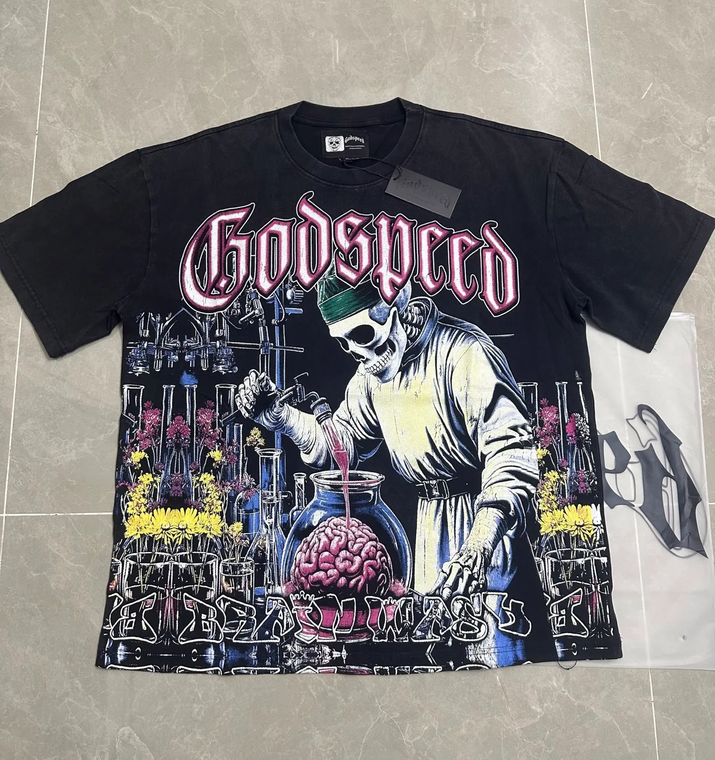 6115# Retro Black I Godspeed Retro T（ ） （fabric）：32 Sizes（size）：S-M-L-XL （colour）： Black