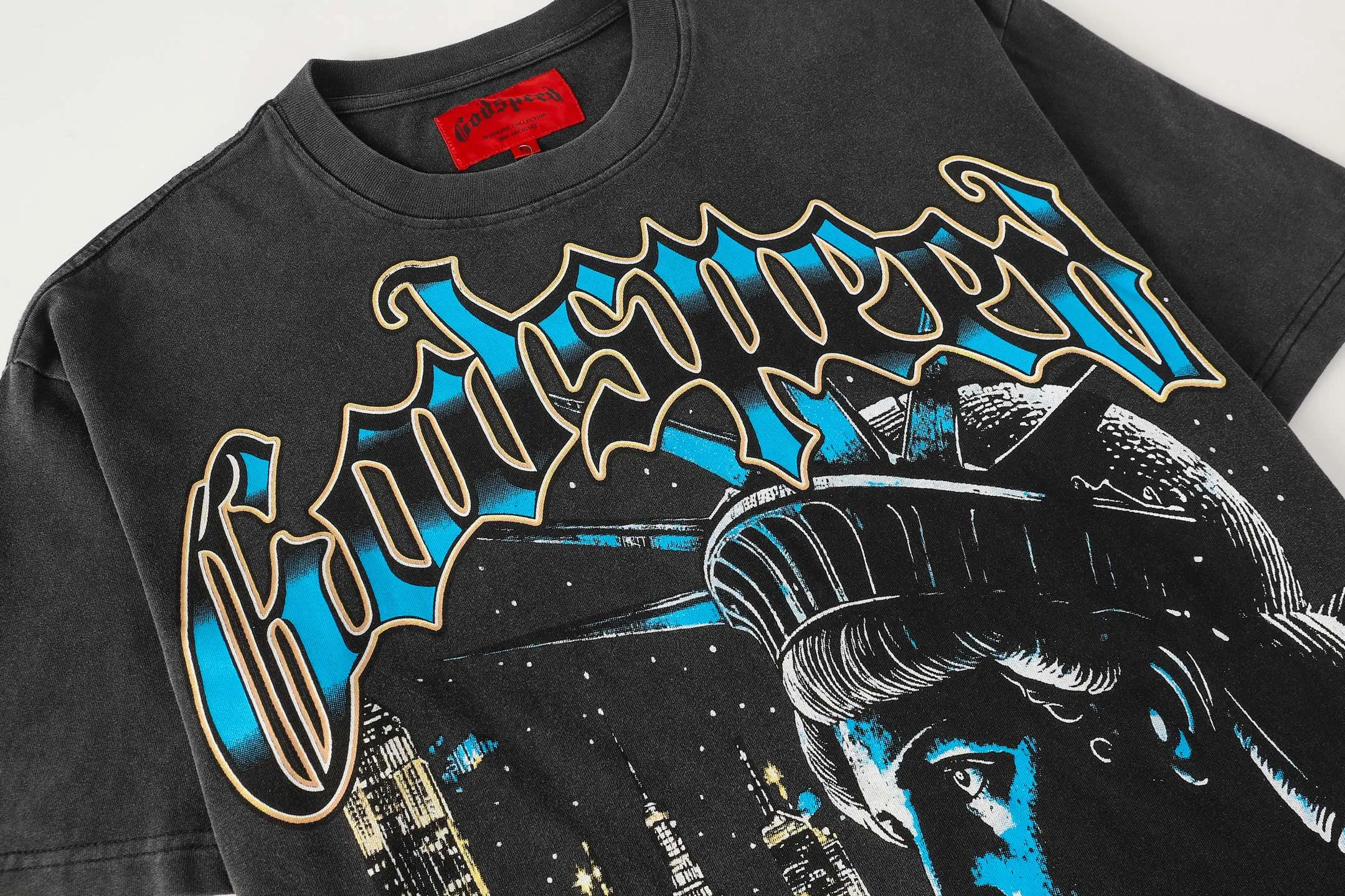 6105# I Godspeed Retro T（ ） （fabric）：32 Sizes（size）：S-M-L-XL （colour）： Black