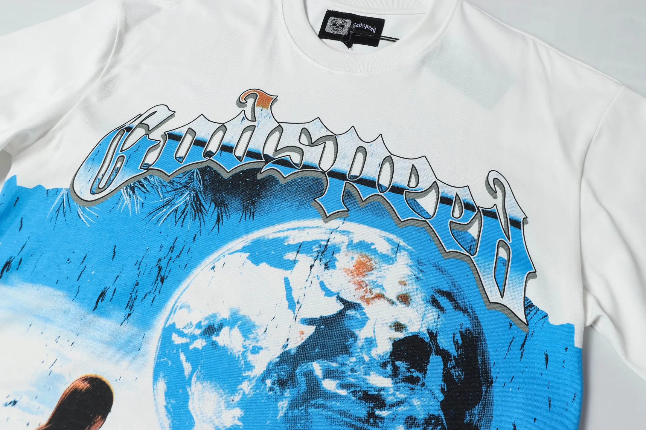 5015#White｜ Godspeed Retro T（ ） （fabric）：32 Sizes（size）：S-M-L-XL （colour）：White 👉