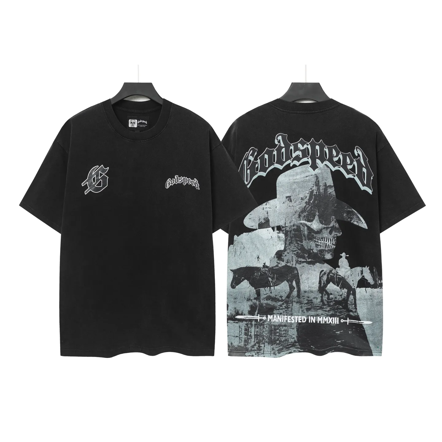 6035# Black｜ Godspeed Retro T（ ） （fabric）：32 Sizes（size）：S-M-L-XL （colour）： Black 👉