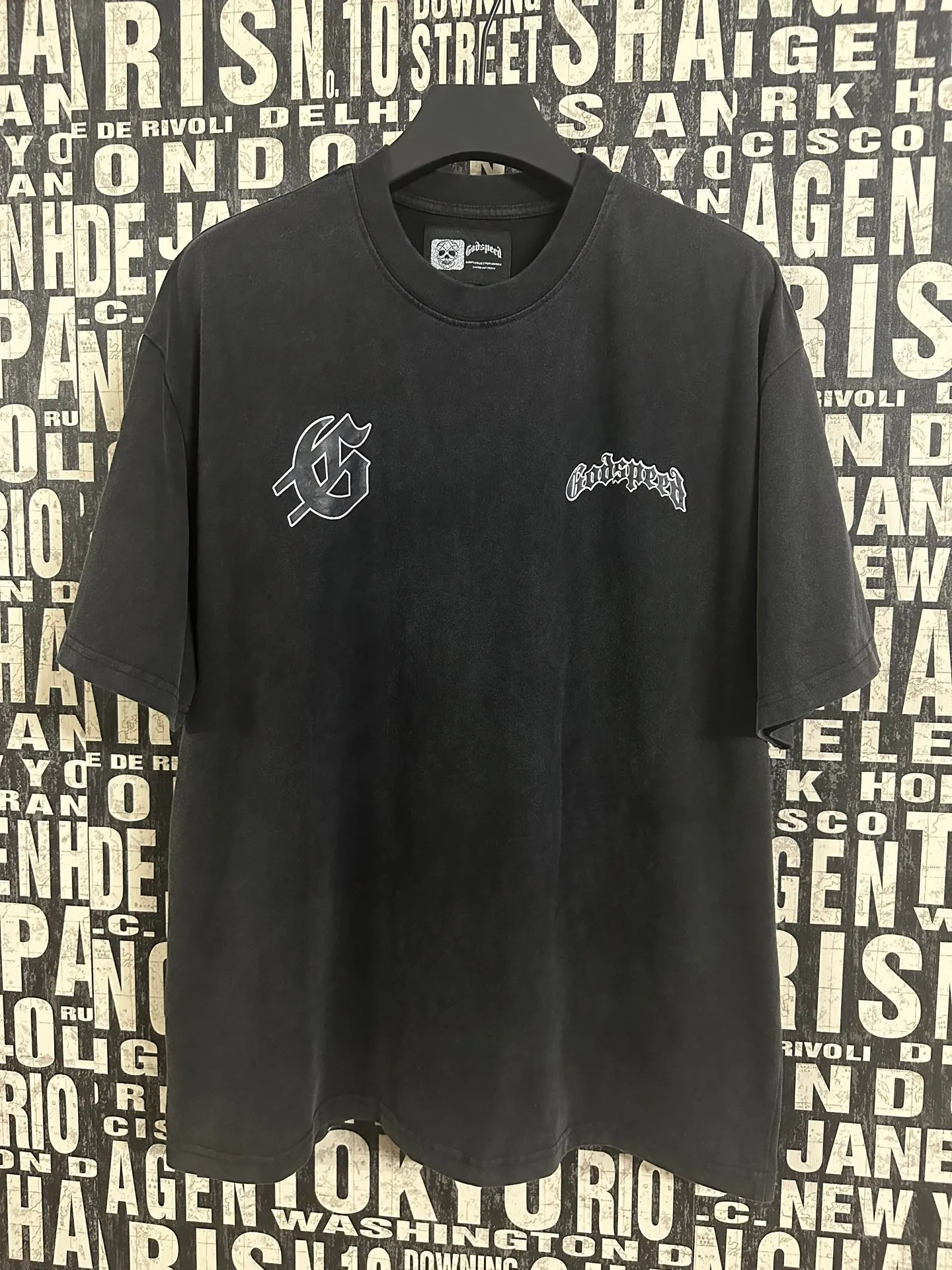 6035# Black｜ Godspeed Retro T（ ） （fabric）：32 Sizes（size）：S-M-L-XL （colour）： Black 👉
