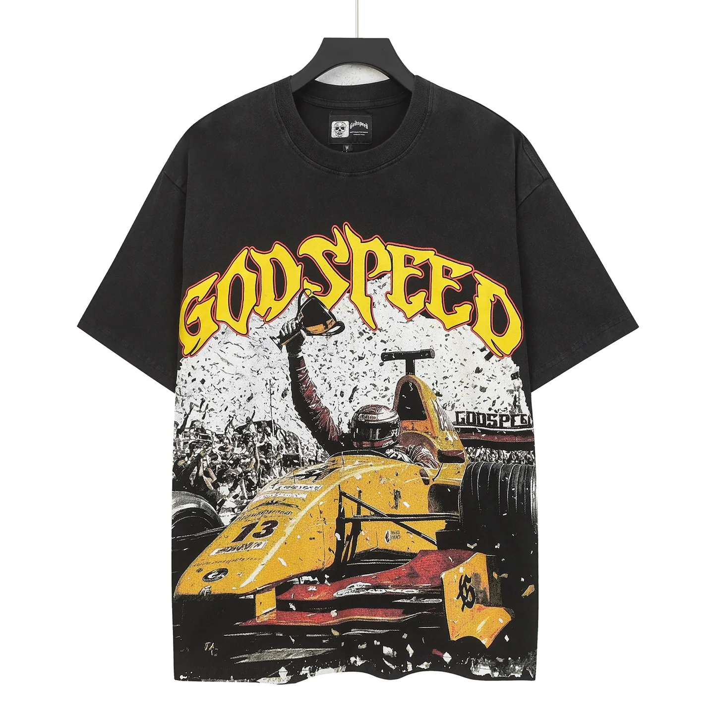 6113# Retro Black I Godspeed Retro T（ ） （fabric）：32 Sizes（size）：S-M-L-XL （colour）： Black