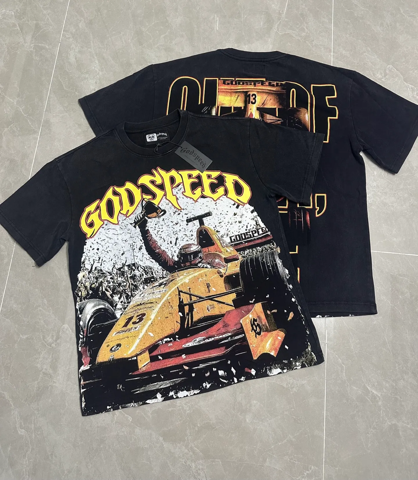 6113# Retro Black I Godspeed Retro T（ ） （fabric）：32 Sizes（size）：S-M-L-XL （colour）： Black