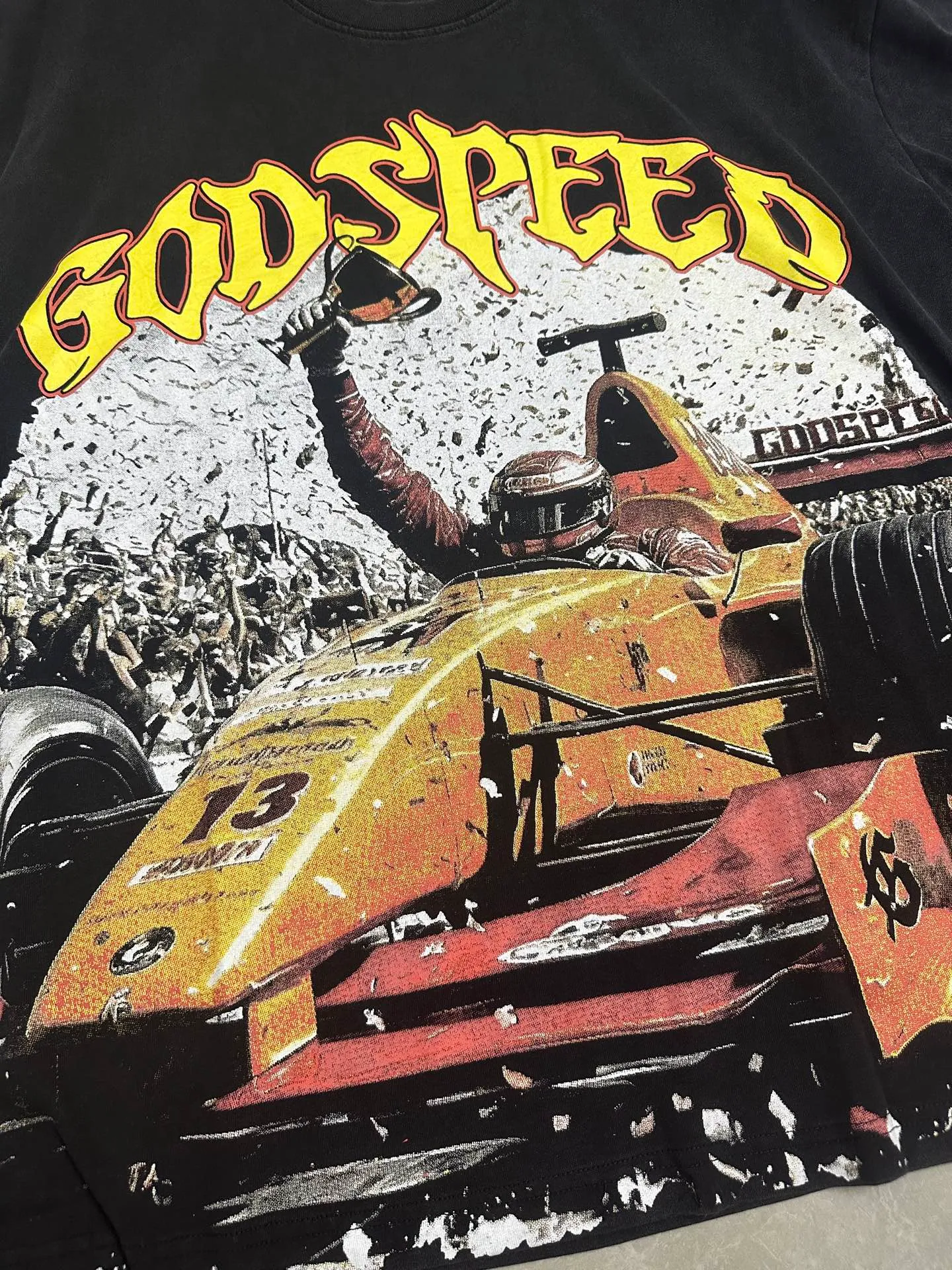 6113# Retro Black I Godspeed Retro T（ ） （fabric）：32 Sizes（size）：S-M-L-XL （colour）： Black