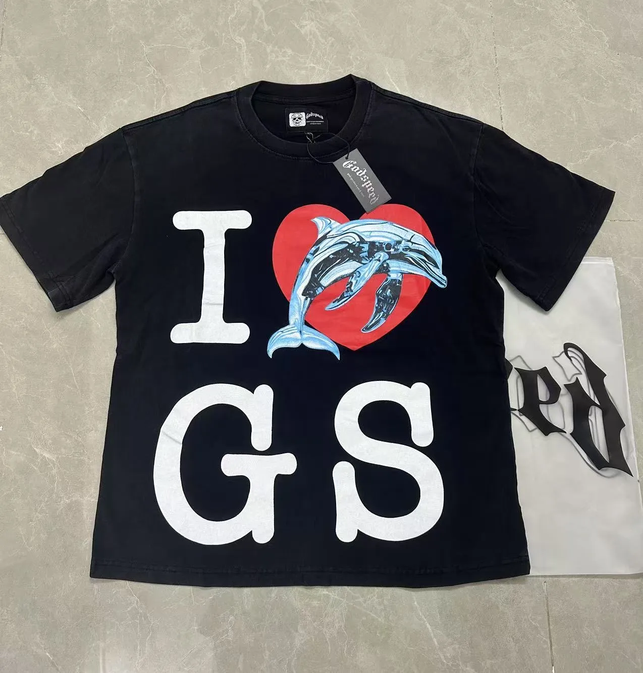 6082# I Godspeed Retro T（ ） （fabric）：32 Sizes（size）：S-M-L-XL （colour）： Black