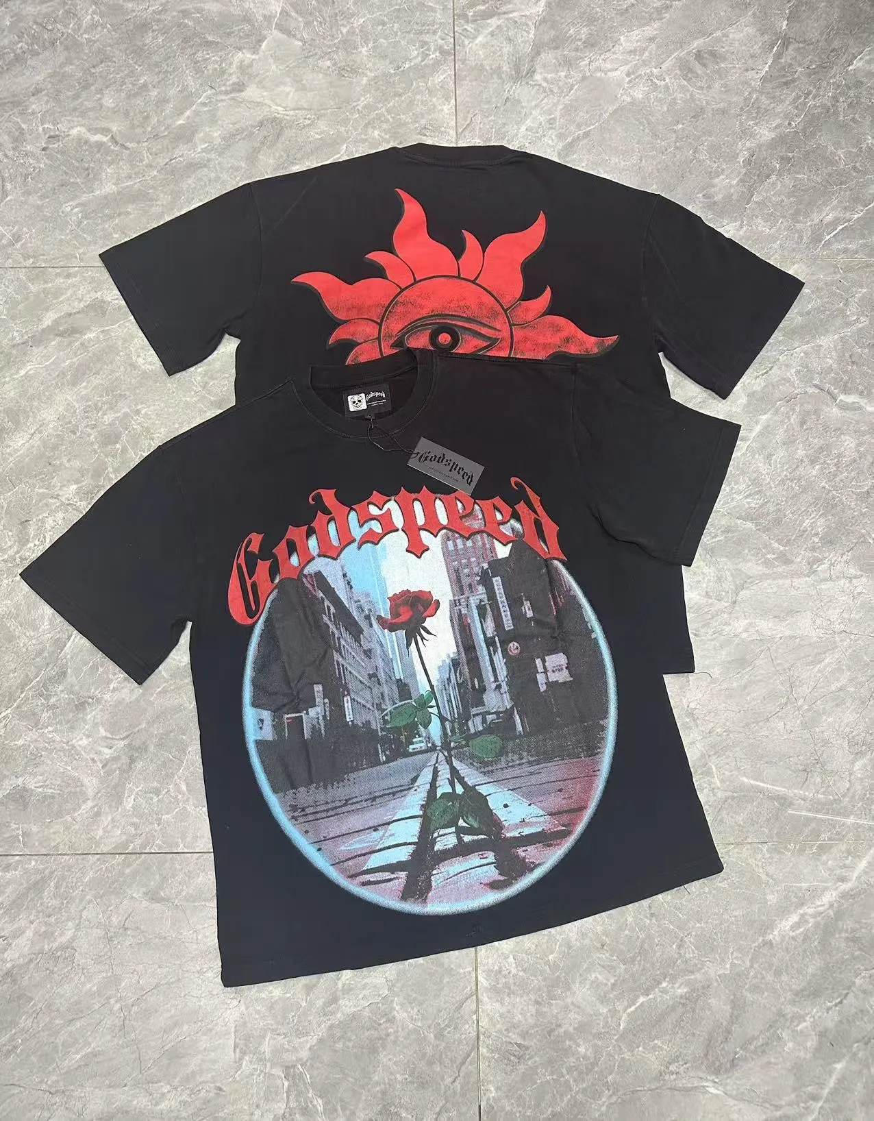 6079# Black｜ Godspeed Retro T（ ） （fabric）：32 Sizes（size）：S-M-L-XL （colour）： Black 👉 👉