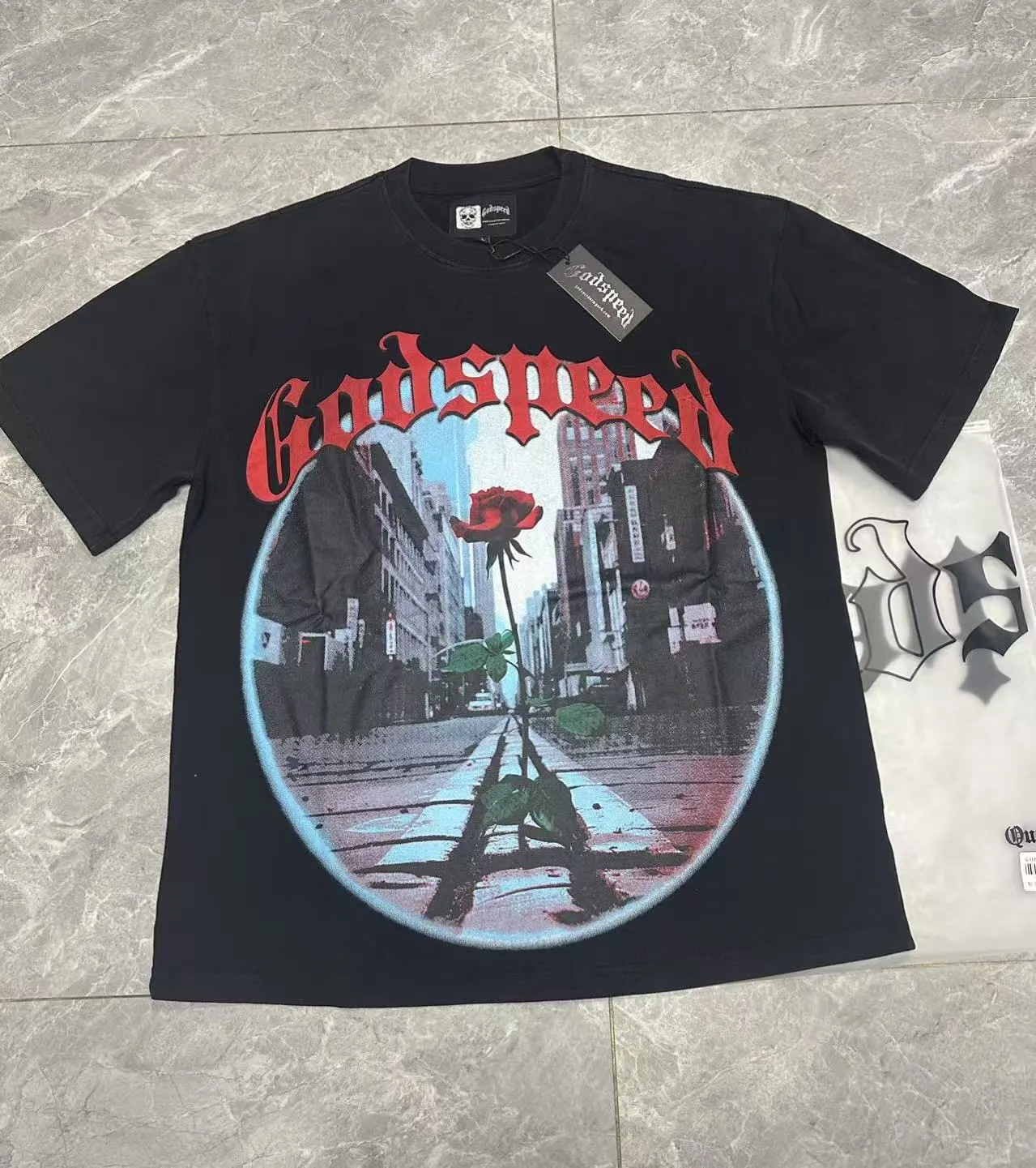 6079# Black｜ Godspeed Retro T（ ） （fabric）：32 Sizes（size）：S-M-L-XL （colour）： Black 👉 👉