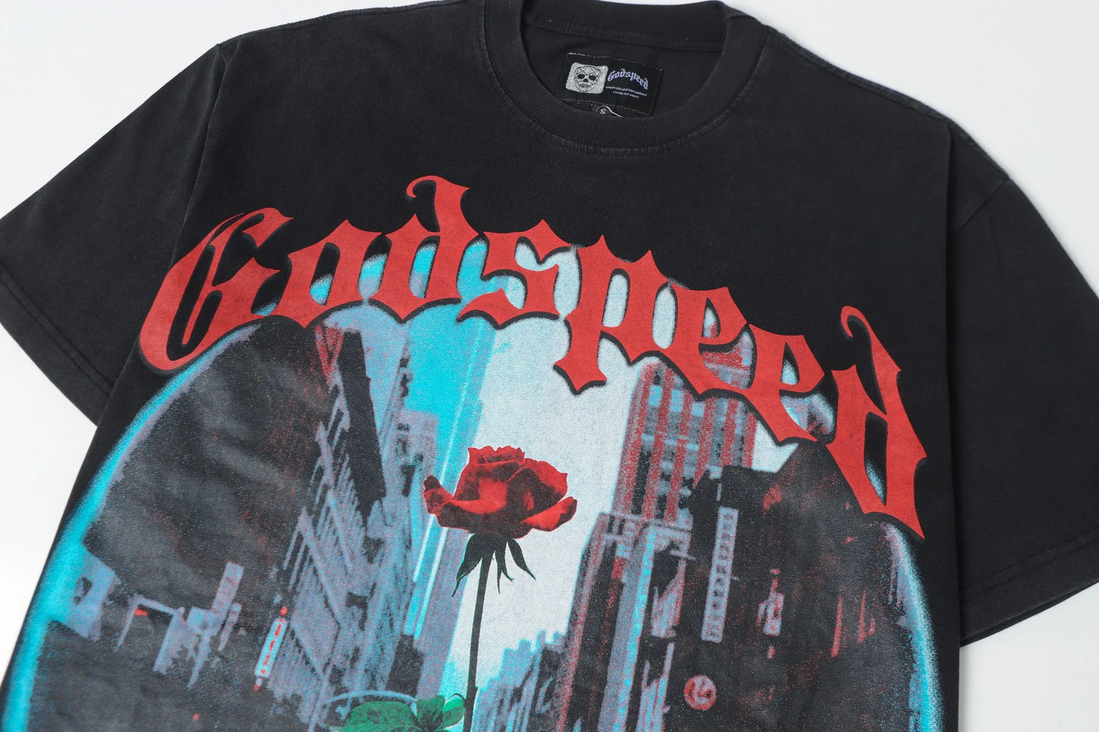 6079# Black｜ Godspeed Retro T（ ） （fabric）：32 Sizes（size）：S-M-L-XL （colour）： Black 👉 👉