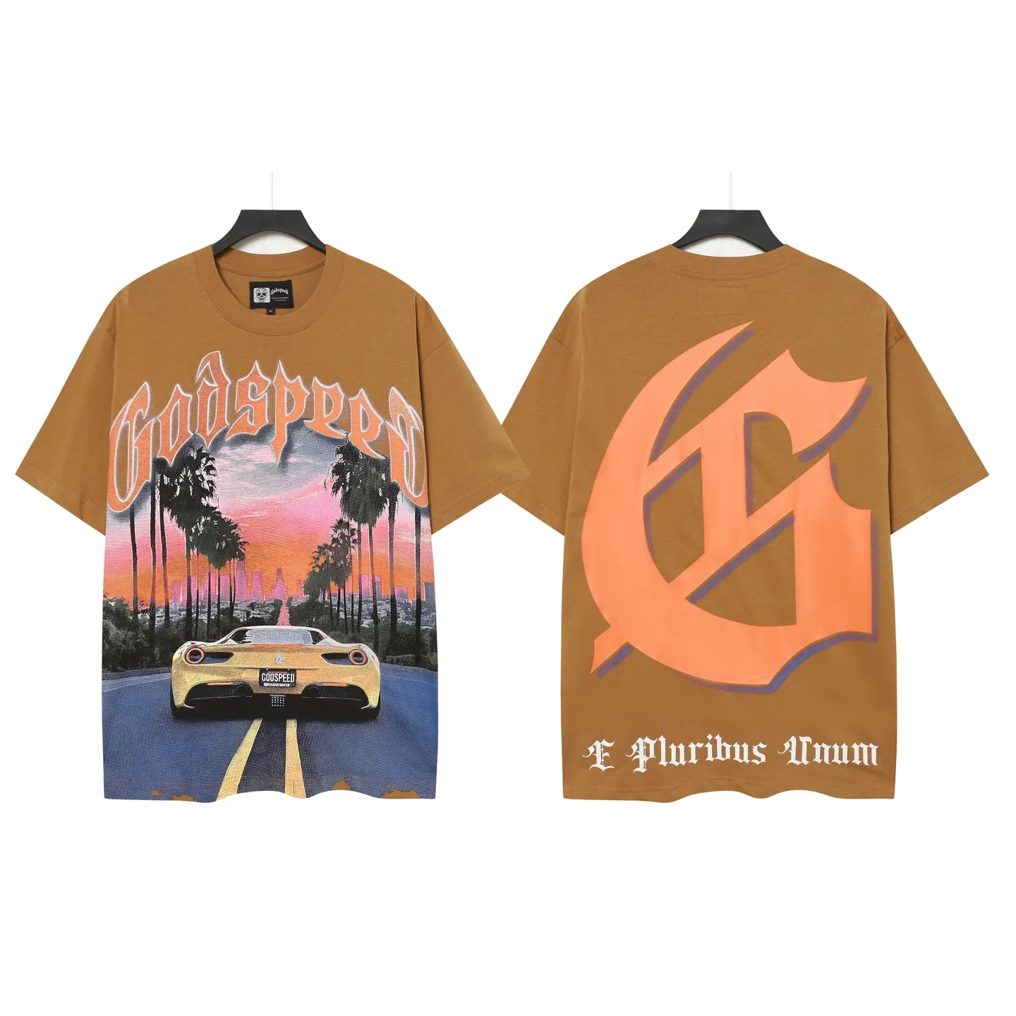 5089#Brown I Godspeed Retro T（ ） （fabric）32 Sizes（size）：S-M-L-XL （colour）：Brown