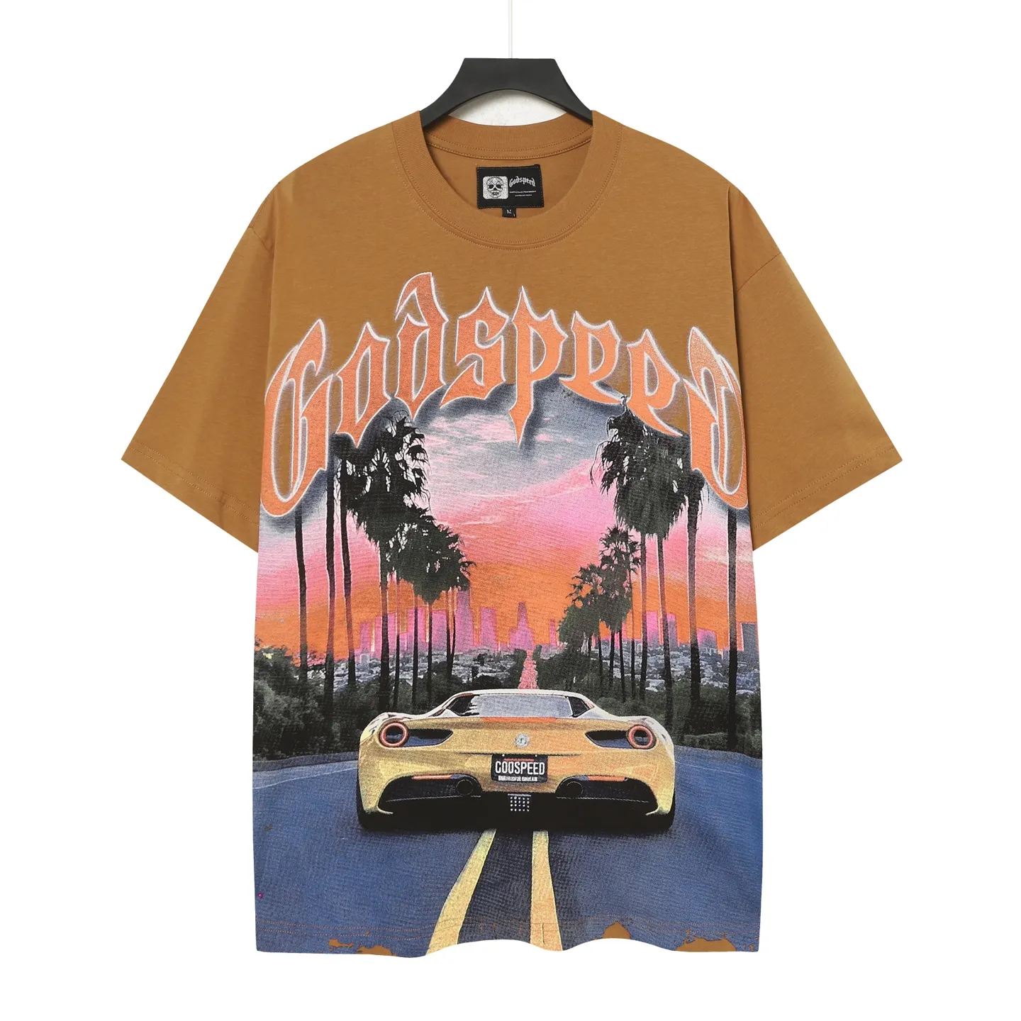 5089#Brown I Godspeed Retro T（ ） （fabric）32 Sizes（size）：S-M-L-XL （colour）：Brown