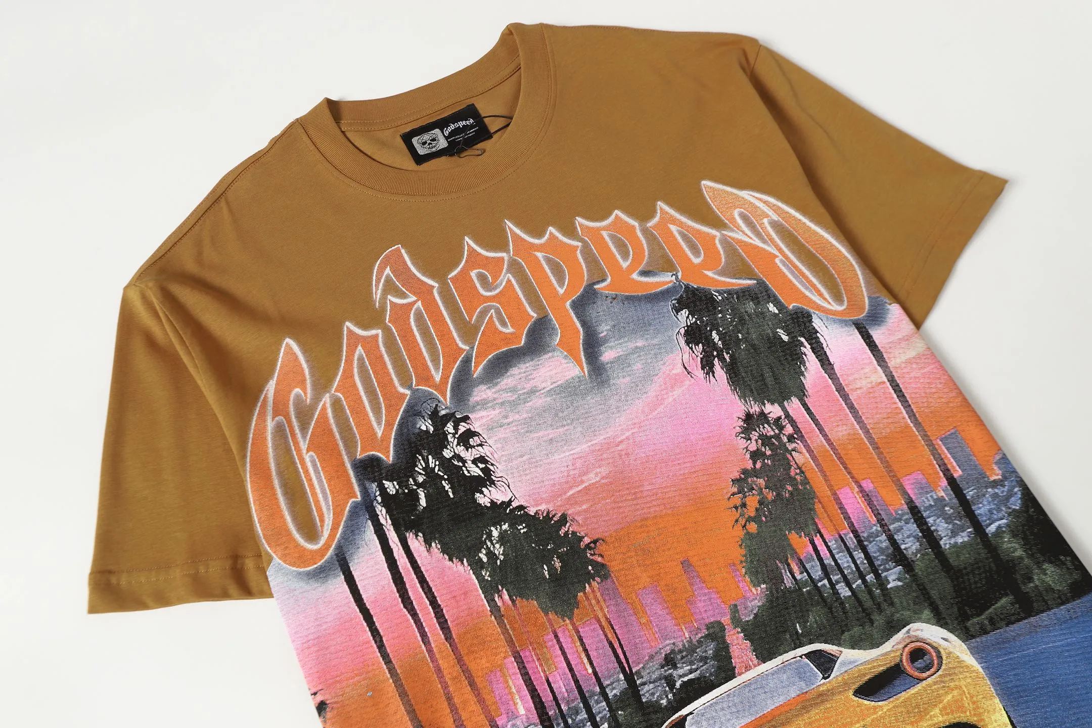 5089#Brown I Godspeed Retro T（ ） （fabric）32 Sizes（size）：S-M-L-XL （colour）：Brown