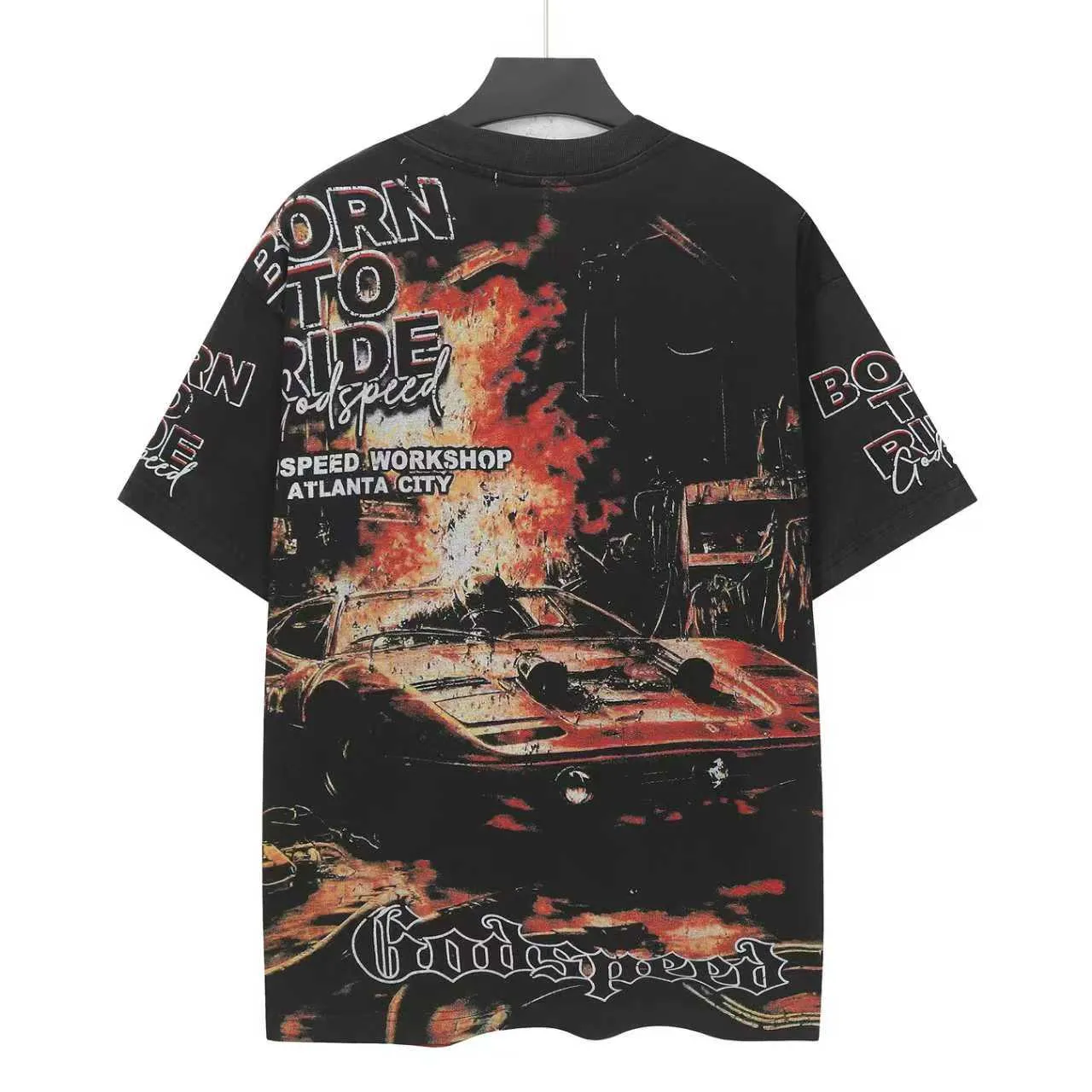 6316# Black ｜ Godspeed Retro T（ ） （fabric）：32 Sizes（size）：S-M-L-XL （colour）： Black