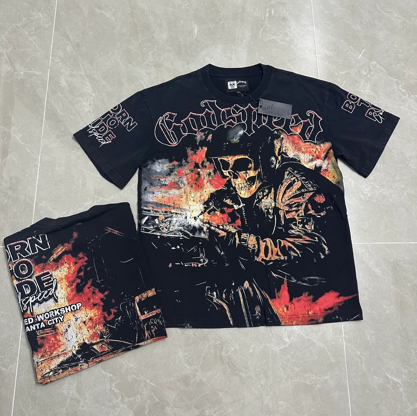 6316# Black ｜ Godspeed Retro T（ ） （fabric）：32 Sizes（size）：S-M-L-XL （colour）： Black