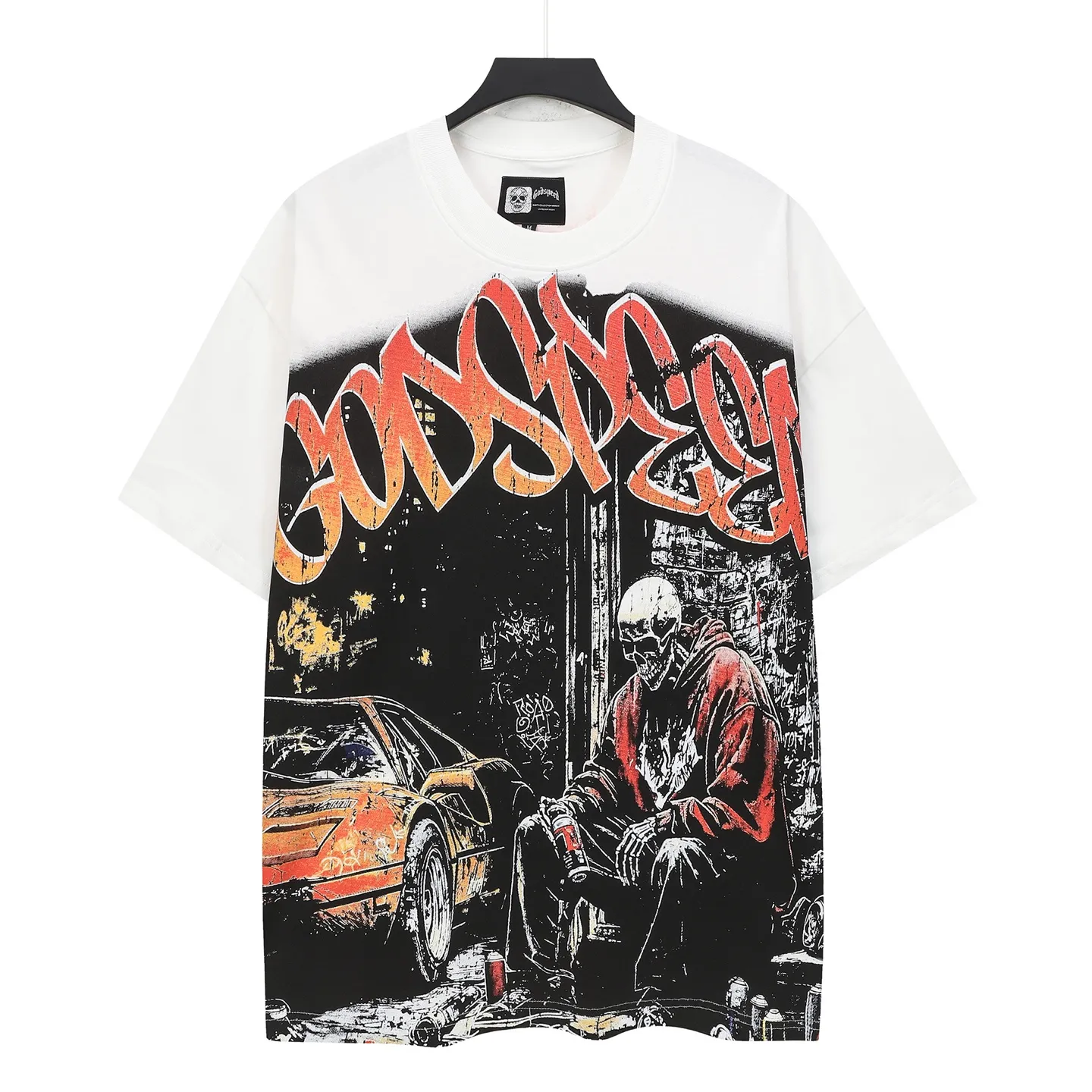 5147# White I Godspeed Retro T（ ） （fabric）：32 Sizes（size）：S-M-L-XL （colour）：White