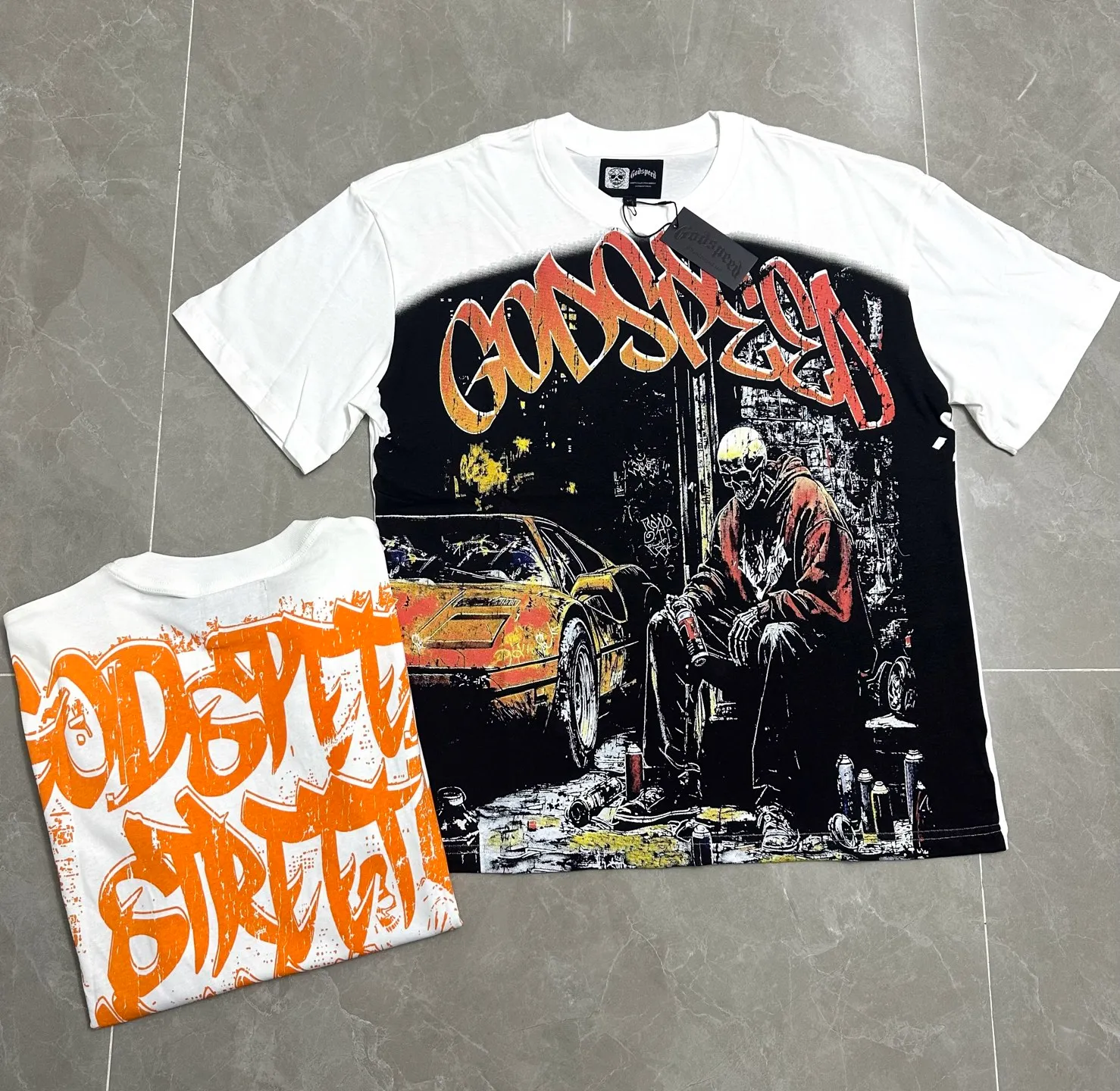 5147# White I Godspeed Retro T（ ） （fabric）：32 Sizes（size）：S-M-L-XL （colour）：White