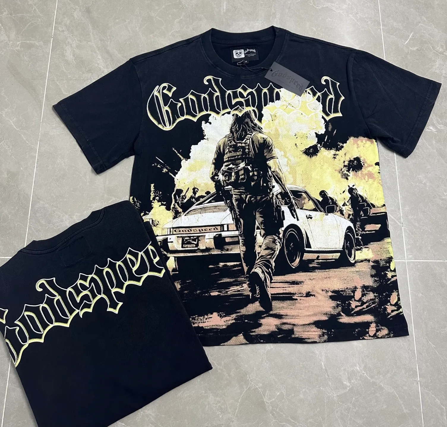 6137# Black I In Stock （ ） Godspeed Retro T（ ） （fabric）：32 Sizes（size）：S-M-L-XL （colour）： Black